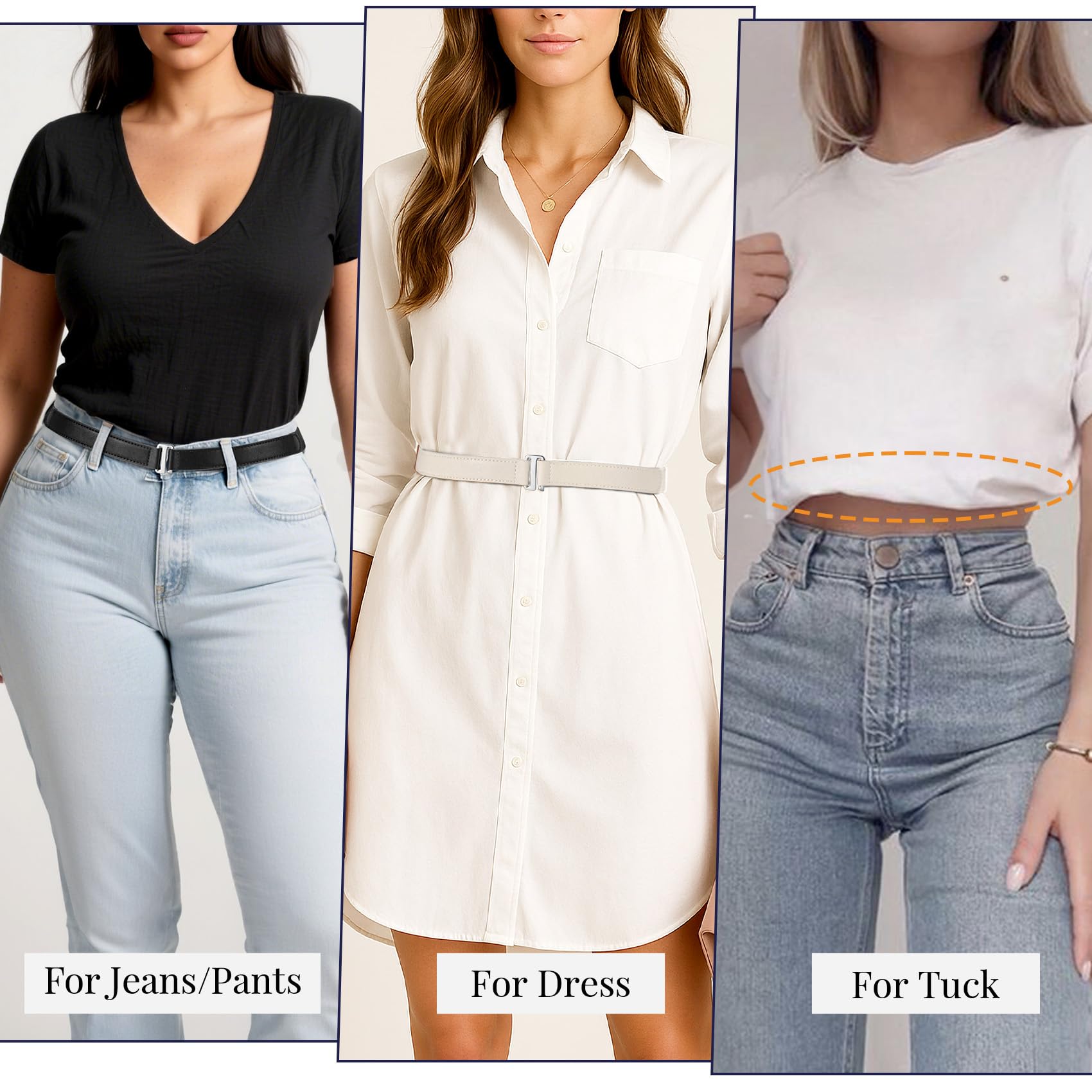 JASGOOD 2 Pcs Crop Top Tuck Waist Band Tool for Tucking Sweaters Tops and Shirts Stretch Belts for Women