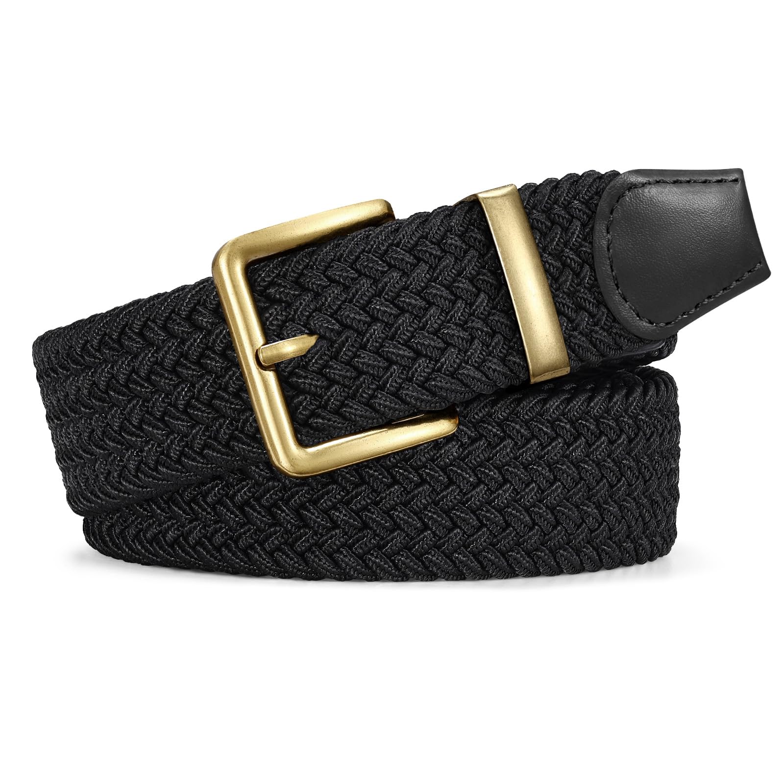 JASGOOD Braided Belt Women Stretch Woven Belts for Golf Elastic Casual 1 3/8" Jeans Shorts Pants