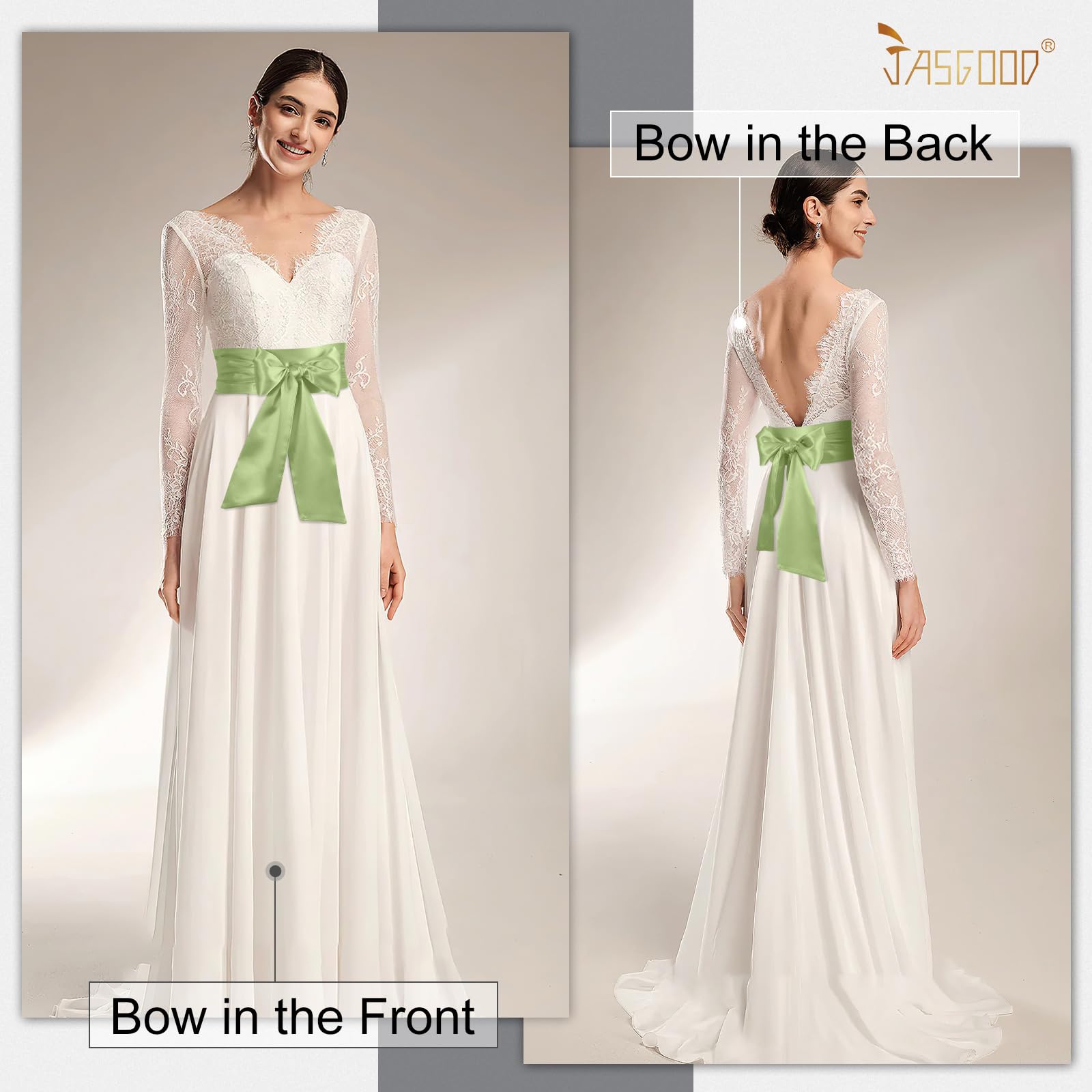 JASGOOD Women Sash Belt for Dress Long Satin Waist Belt for Wedding Party Special Occasion 3.7" Width