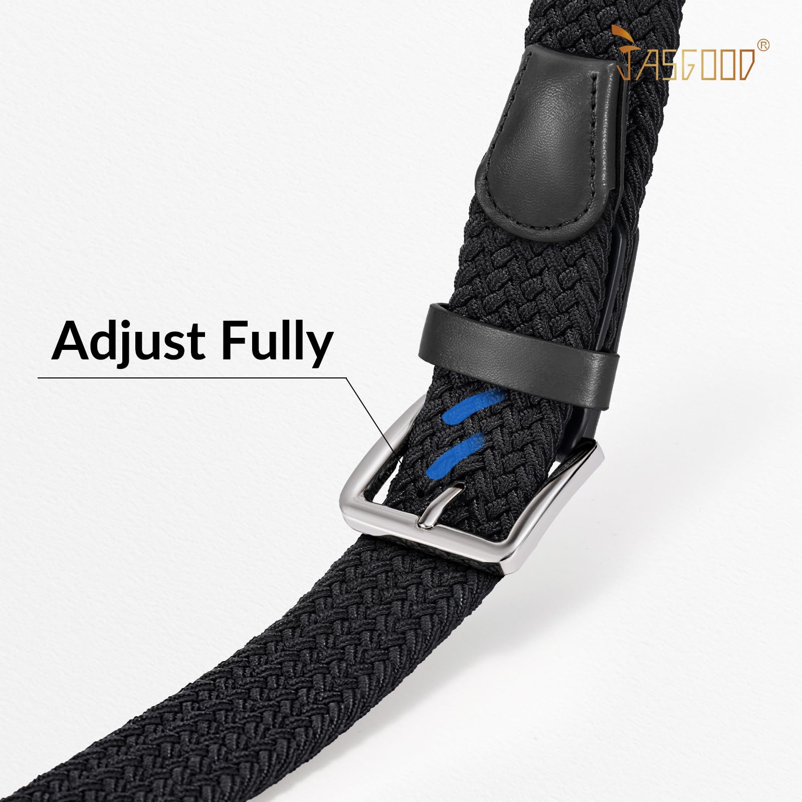 JASGOOD Braided Belt Women Stretch Woven Belts for Golf Elastic Casual 1 3/8" Jeans Shorts Pants