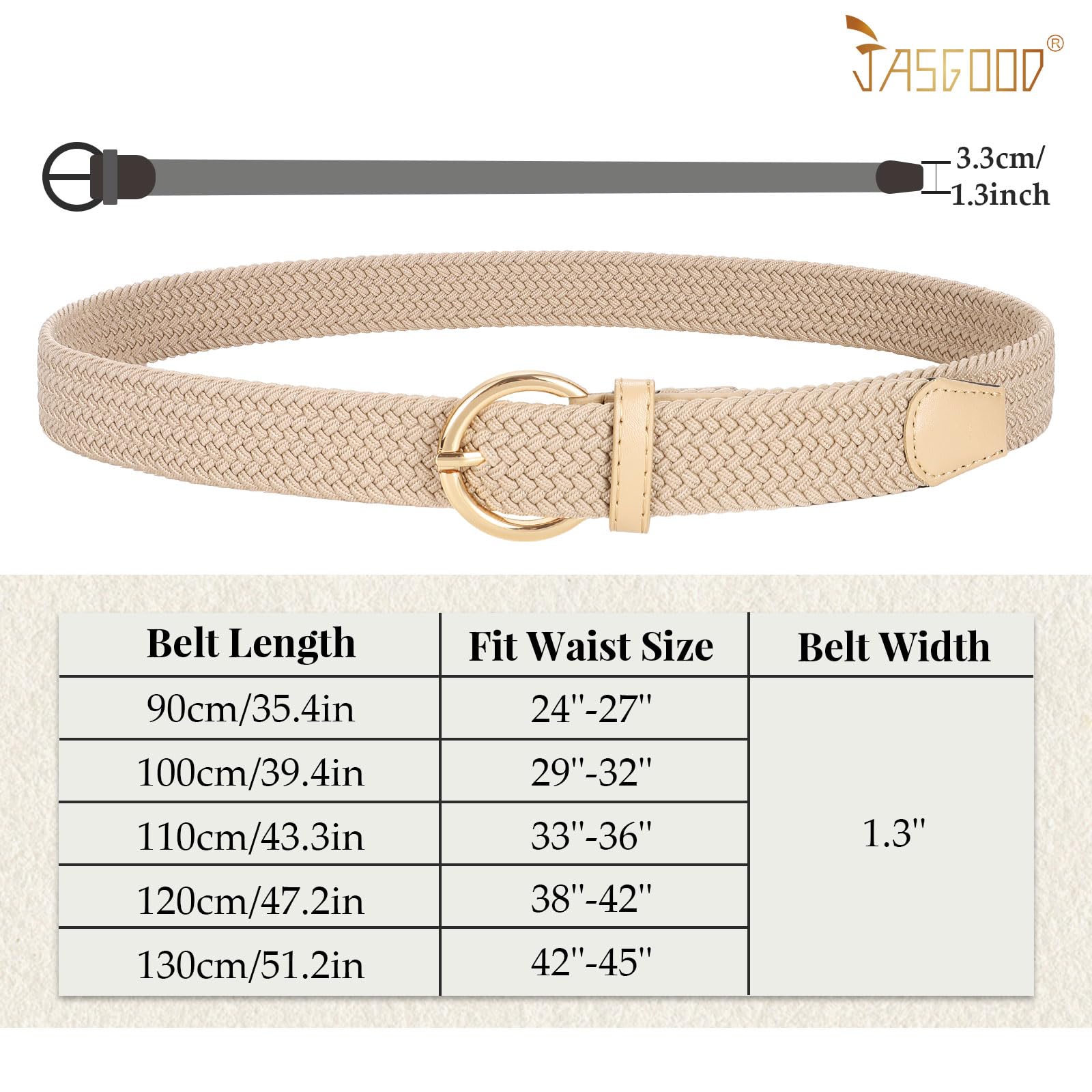 JASGOOD Women Men Braided Woven Elastic Stretch Waist Belt Golf Canvas Fabric Casual Belt for Jeans Pants - JASGOOD OFFICIAL
