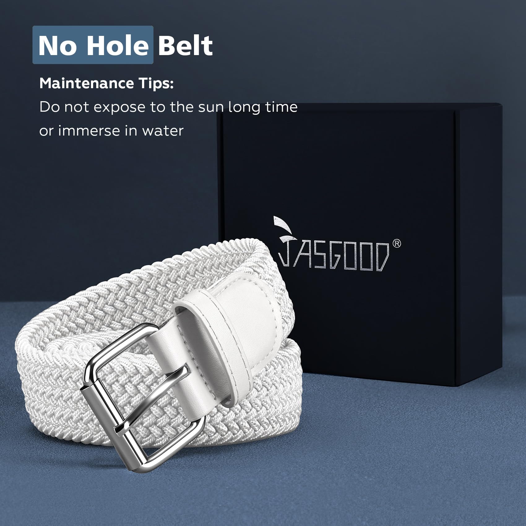 JASGOOD Braided Stretch Belt for Men Golf Casual Fabric Elastic Woven Belt 1 3/8" Adjustable Work