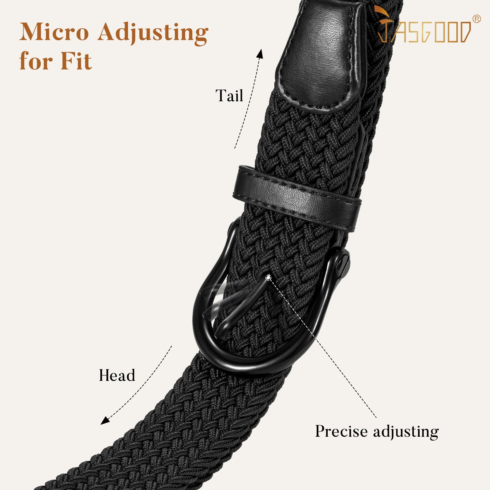 JASGOOD Women Elastic Braided Woven Belt Stretch Canvas Casual Belt 1.4'' for Golf Jeans Pants