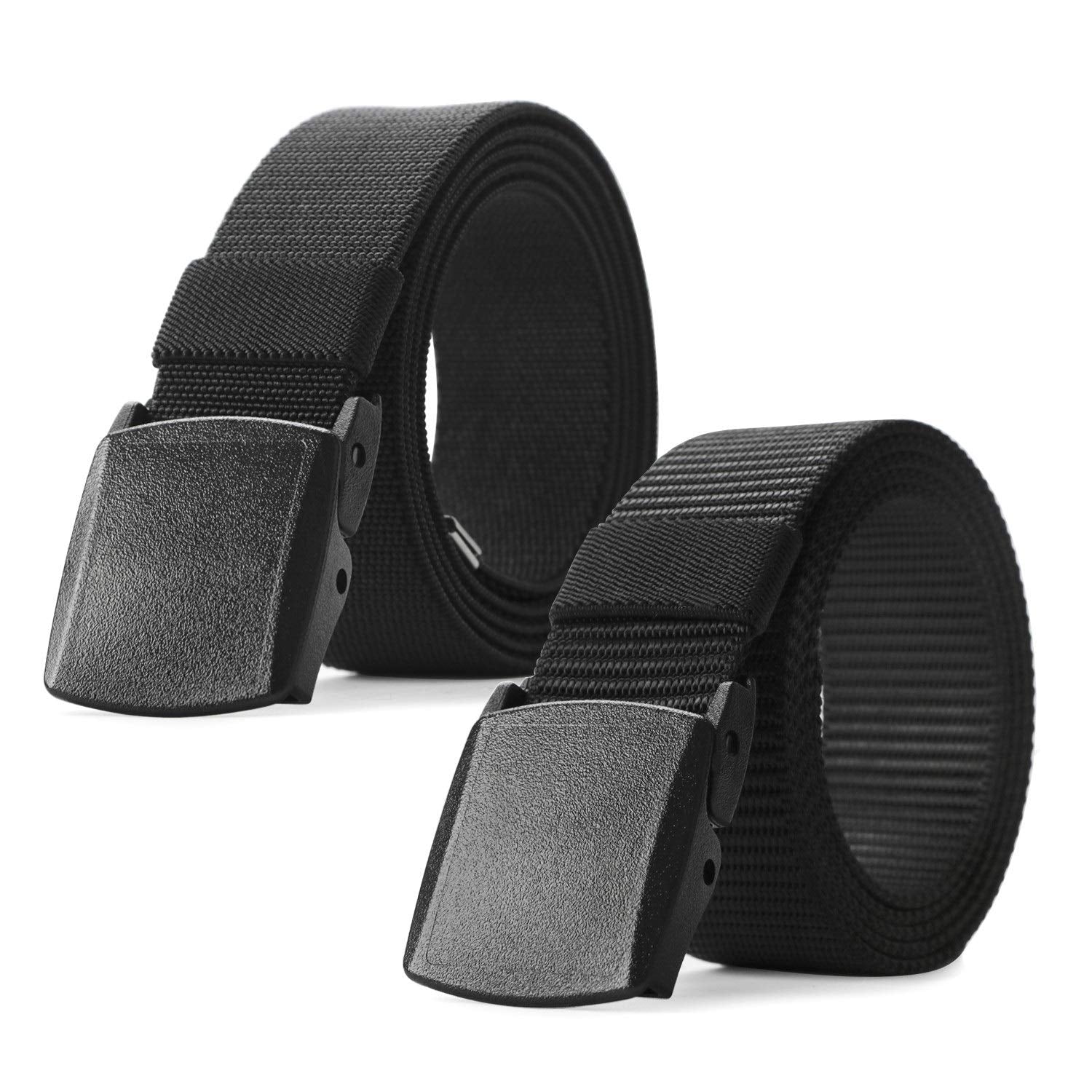 JASGOOD 2 Pack Nylon Web Belt Outdoor Military Men’s Metal Free Belt with TSA Plastic Buckle - JASGOOD OFFICIAL