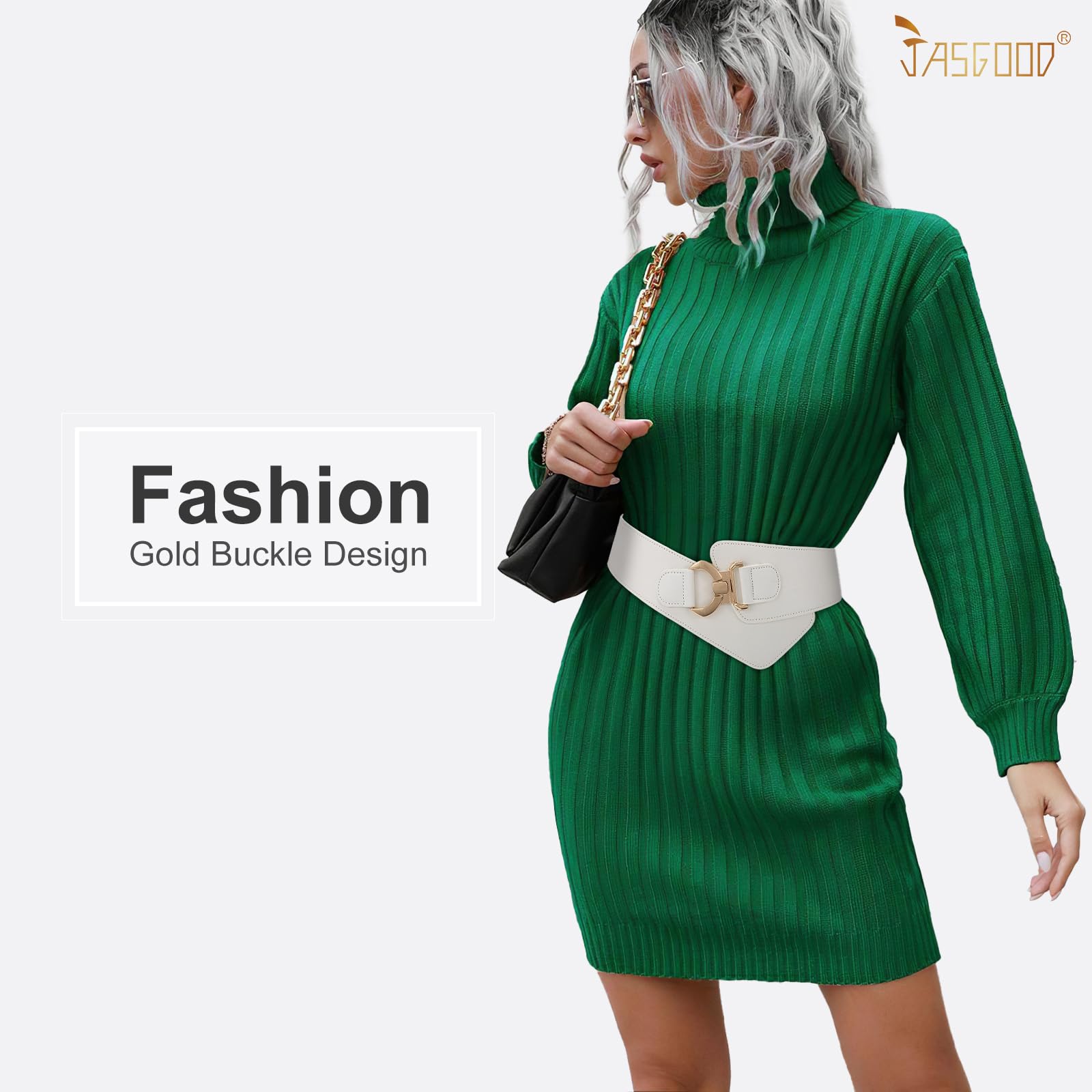 JASGOOD Wide Elastic Stretch Waist Belt Women's Adjustable Fashion Dress Belt - JASGOOD OFFICIAL