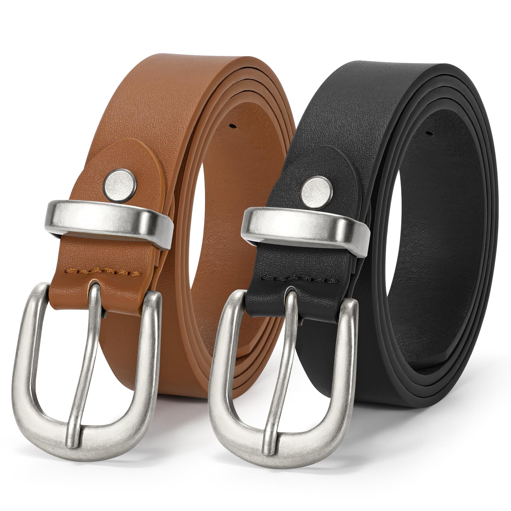 JASGOOD Womens Leather Belts for Jeans Pants 1.1" Width Vintage Ladies Belts for Dresses