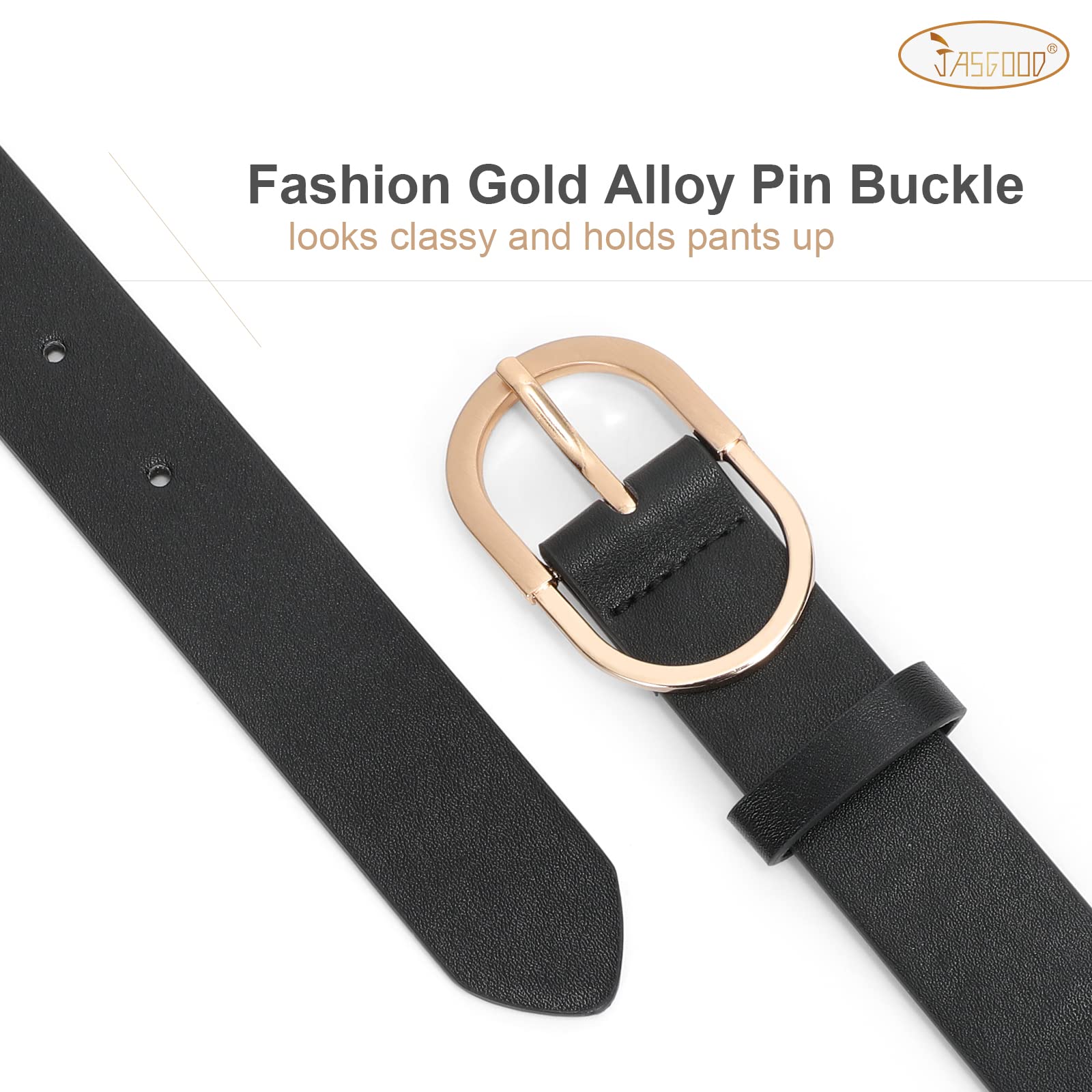 JASGOOD Women’s Leather Belts for Jeans Pants Fashion Ladies Belt with Gold Buckle - JASGOOD OFFICIAL