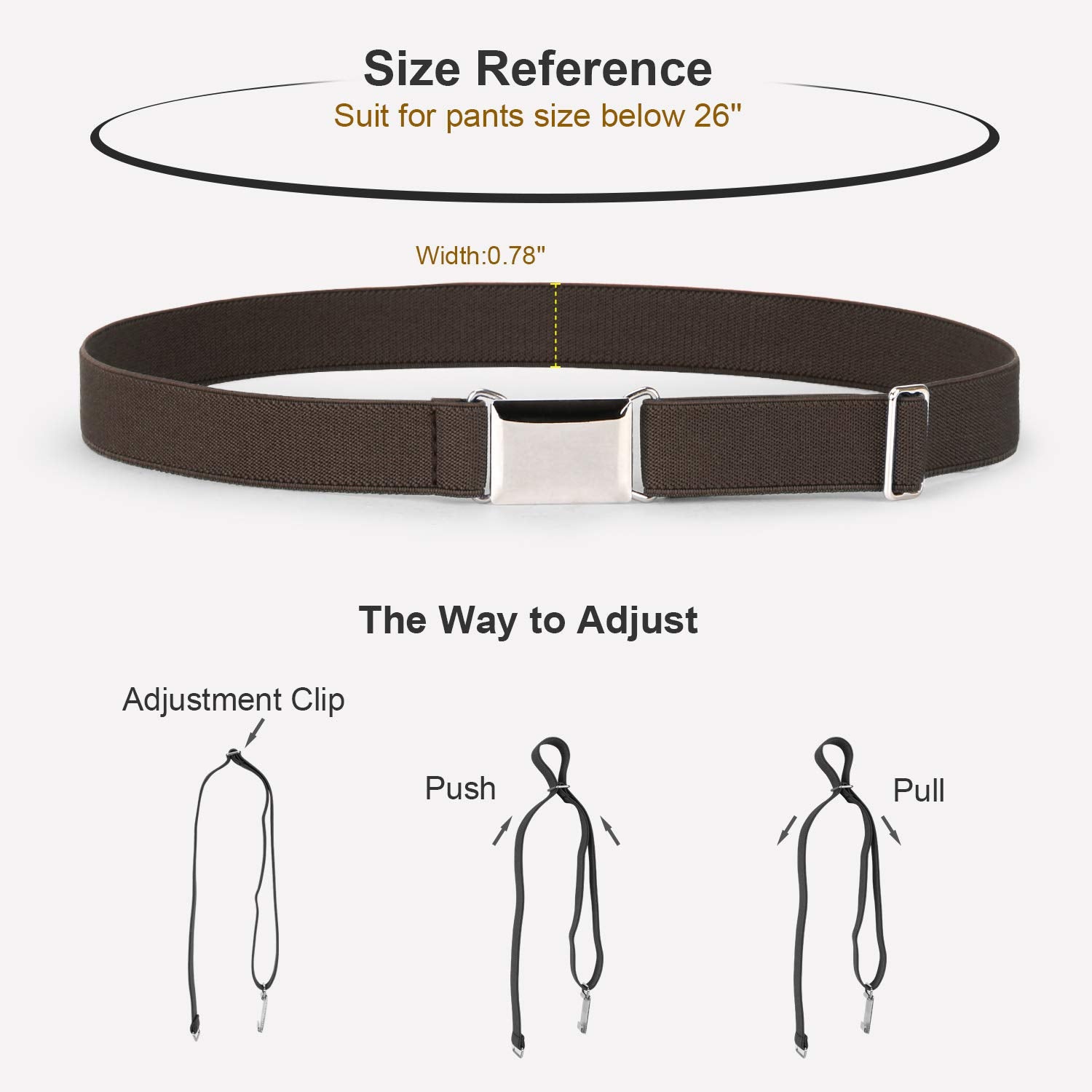 JASGOOD Kids Toddler Belt Elastic Stretch Adjustable Belt for Boys and Girls with Silver Square Buckle 2 Pack