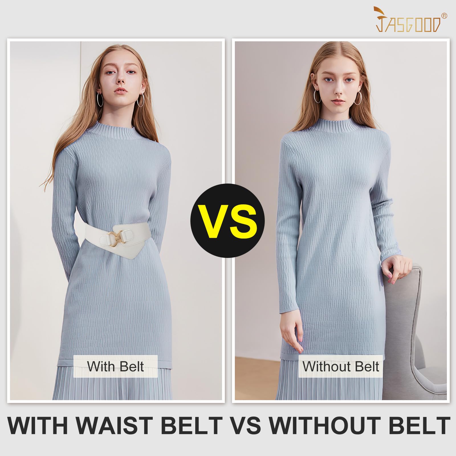 JASGOOD Wide Elastic Stretch Waist Belt Women's Adjustable Fashion Dress Belt - JASGOOD OFFICIAL