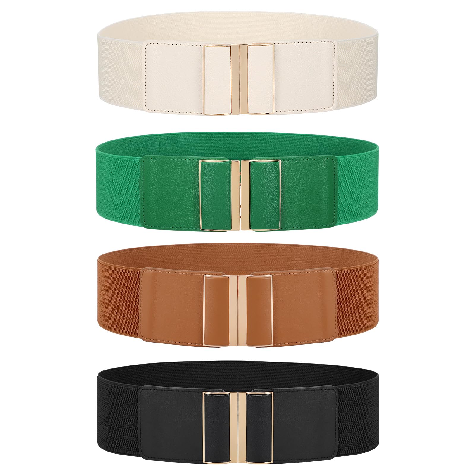 JASGOOD 4 Pack Wide Elastic Stretch Waist Belts for Women Dress Belt - JASGOOD OFFICIAL