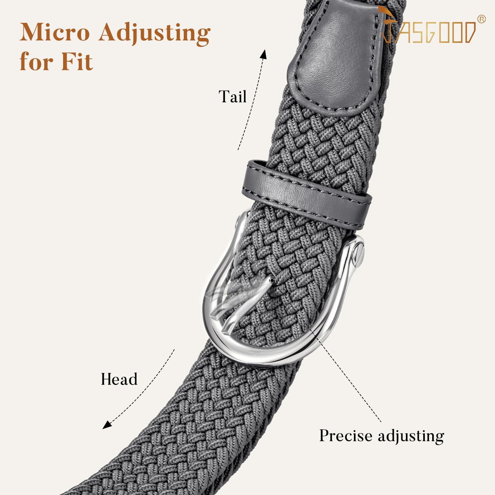 JASGOOD Women Elastic Braided Woven Belt Stretch Canvas Casual Belt 1.4'' for Golf Jeans Pants