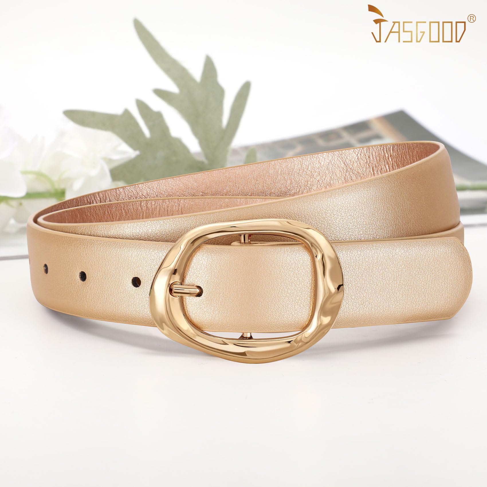 JASGOOD 3 Pack Women Belts for Jeans Pants Ladies Leather Waist Belt Casual Fashion Trend Belt for Women with Gold Buckle - JASGOOD OFFICIAL