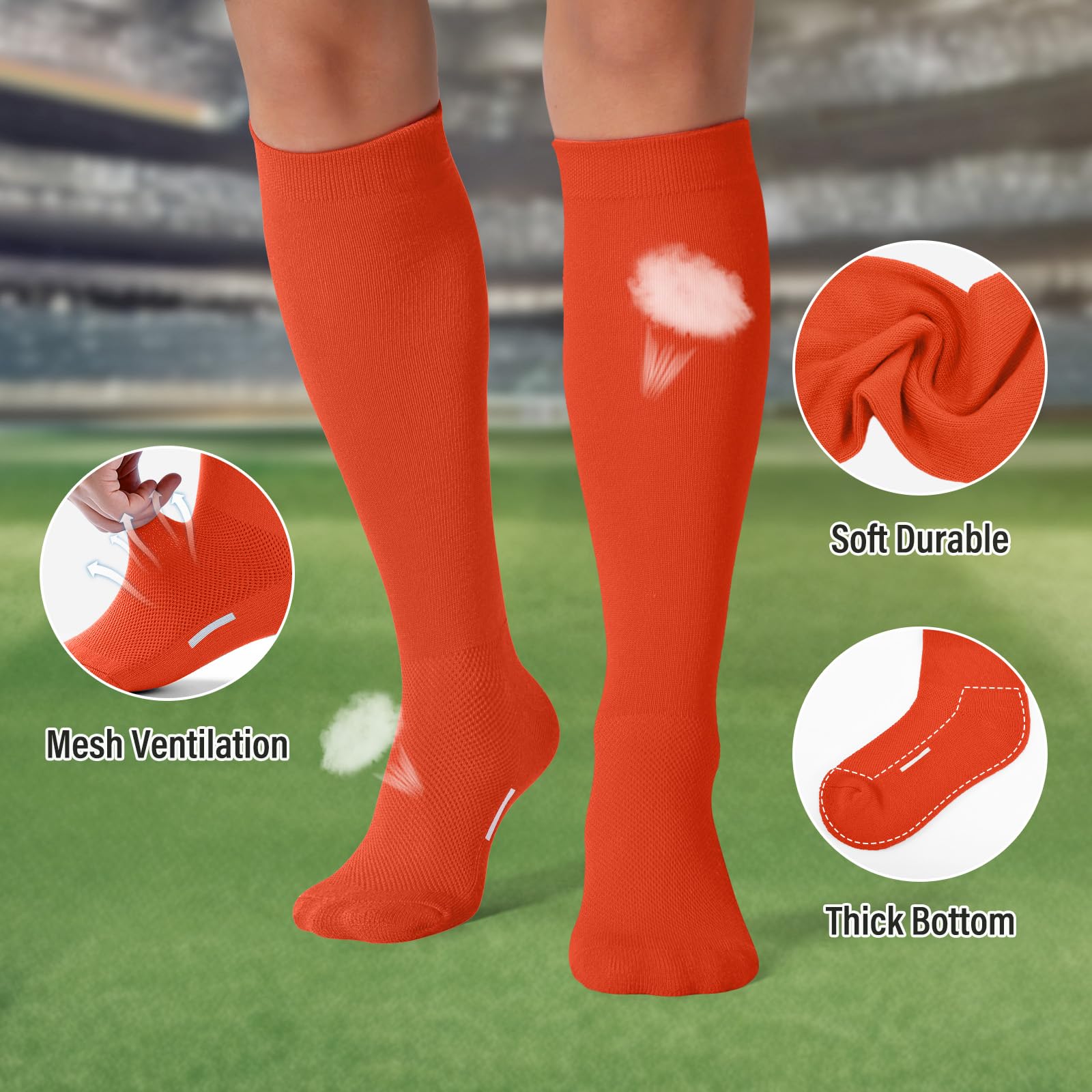 JASGOOD Baseball Softball Socks and Belt Combo Set Breathable Soccer Football Socks for Adult and Youth