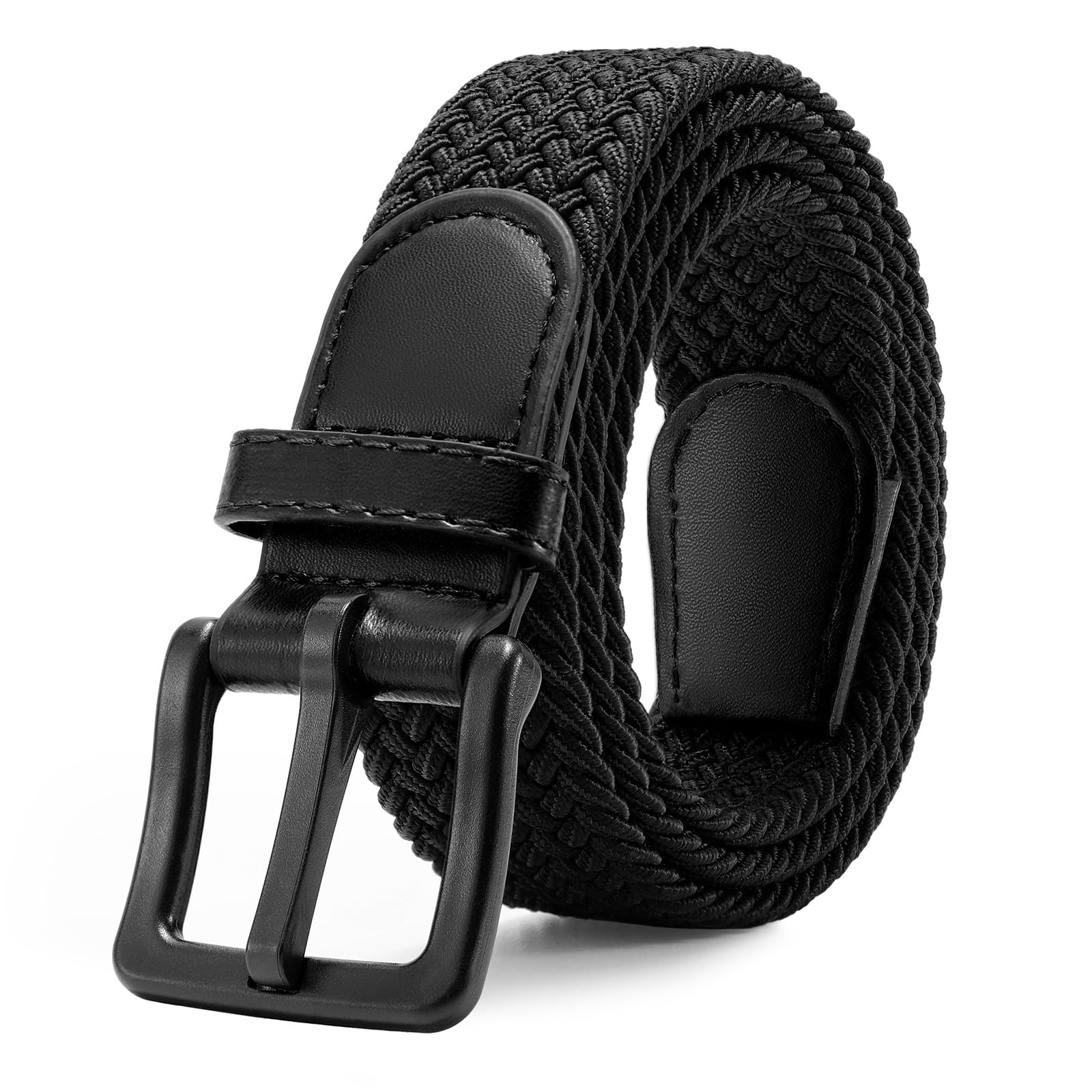 JASGOOD Elastic Braided Belt Men Stretch Golf Woven Casual Jeans Pants Canvas Fabric Tsa Approved Metal Free Belt