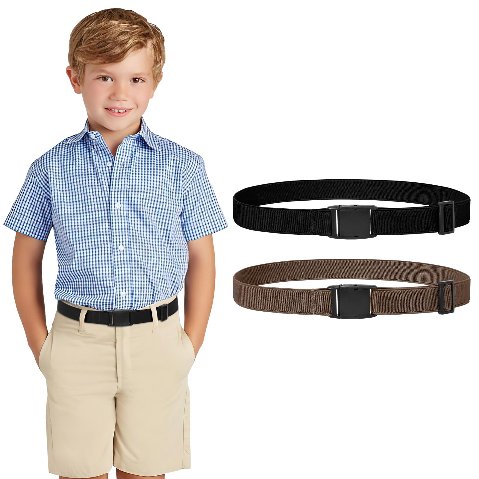 JASGOOD Kids Adjustable Elastic Belt for Boys Girls and Toddlers Nickel Free Stretch Belts for Pants Jeans