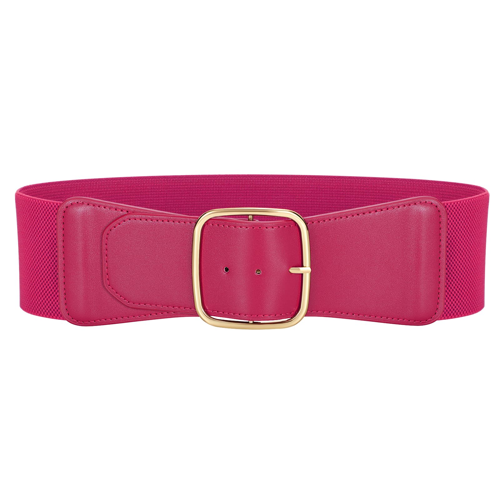JASGOOD Women Elastic Wide Belt Ladies Stretchy Waist Belt with Square Buckle for Dress