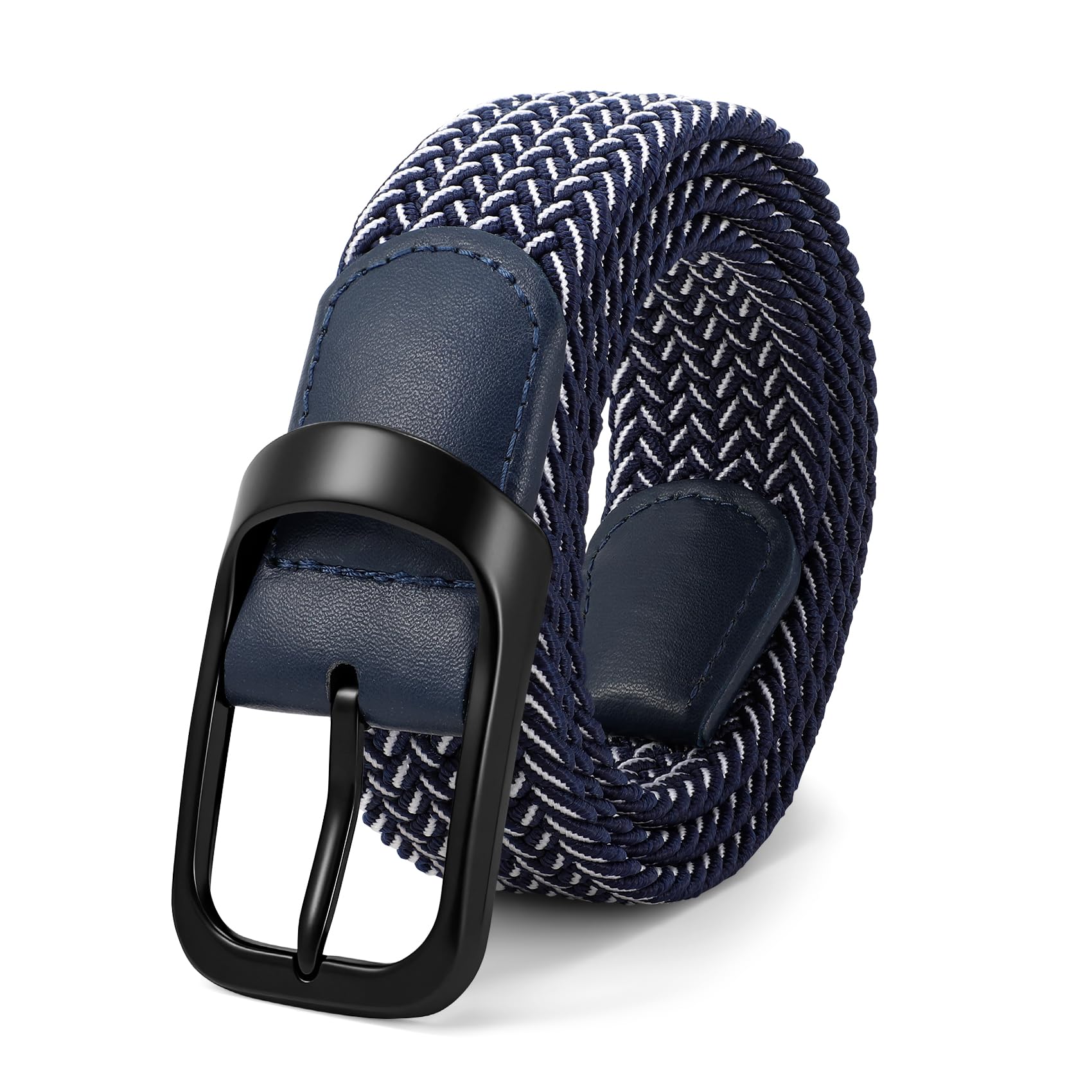 JASGOOD Stretch Belt for Men, Men Women Elastic Woven Braided Belt 1 3/8 Casual Belt Golf Belt for Jeans Pants