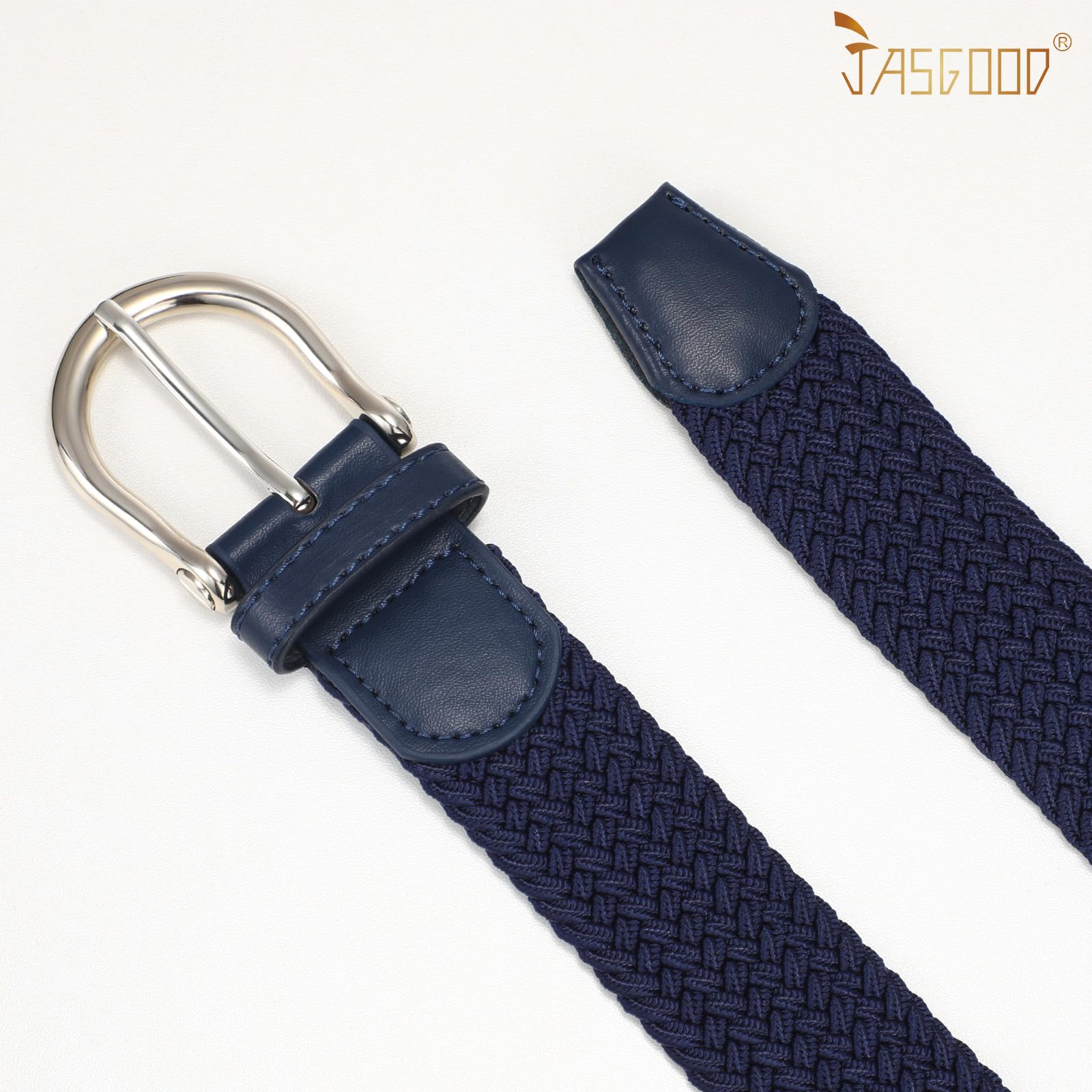 JASGOOD Women Elastic Braided Woven Belt Stretch Canvas Casual Belt 1.4'' for Golf Jeans Pants