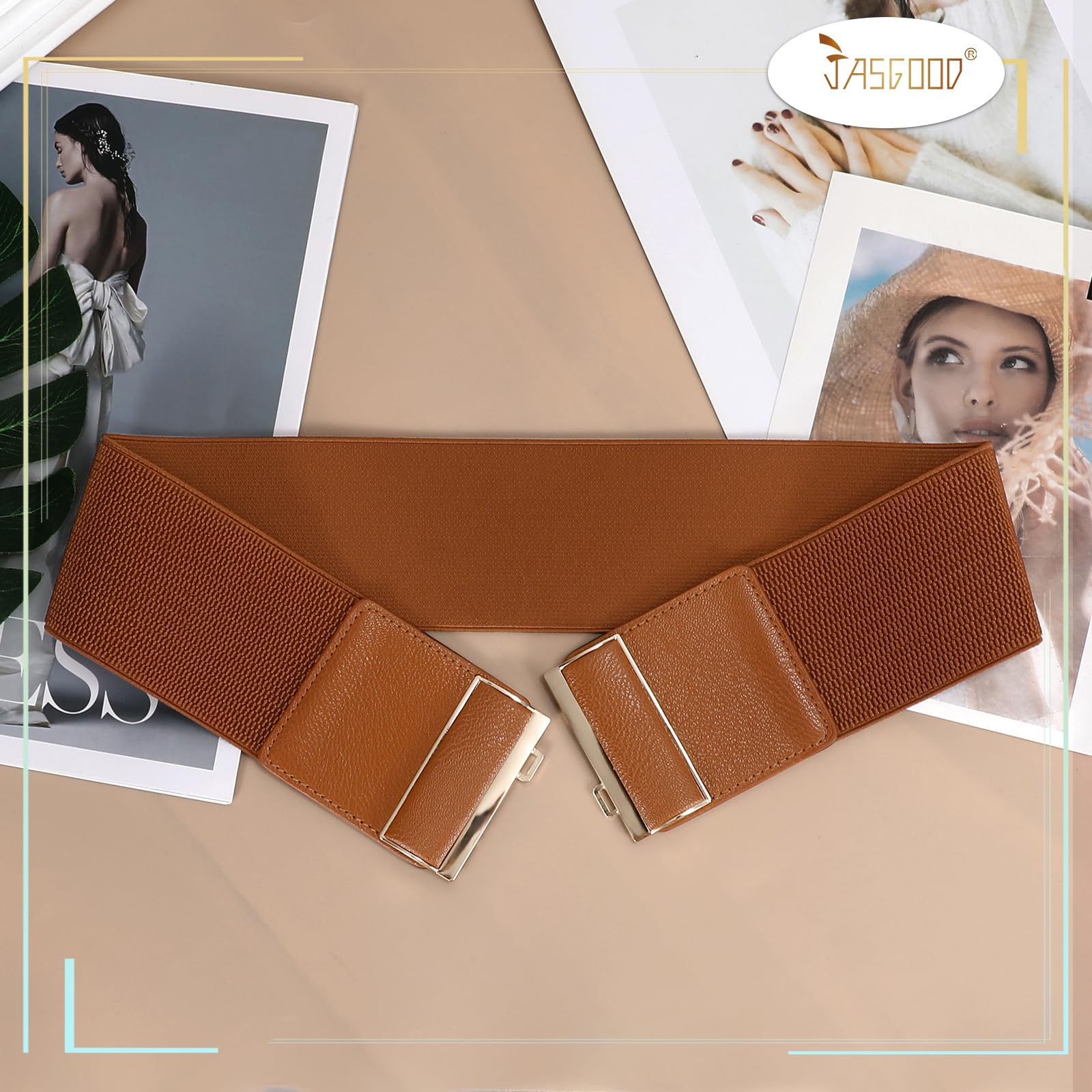 JASGOOD 4 Pack Wide Elastic Stretch Waist Belts for Women Dress Belt - JASGOOD OFFICIAL