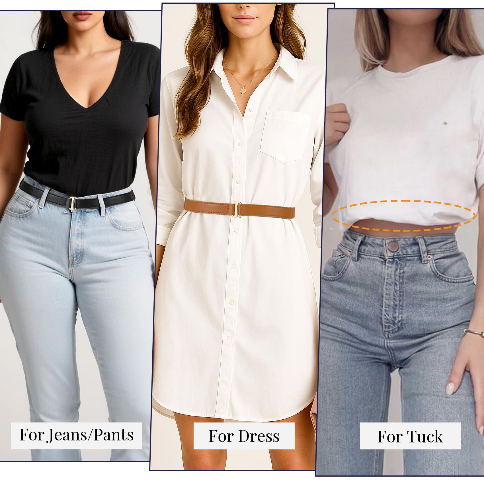 JASGOOD 2 Pcs Crop Top Tuck Waist Band Tool for Tucking Sweaters Tops and Shirts Stretch Belts for Women