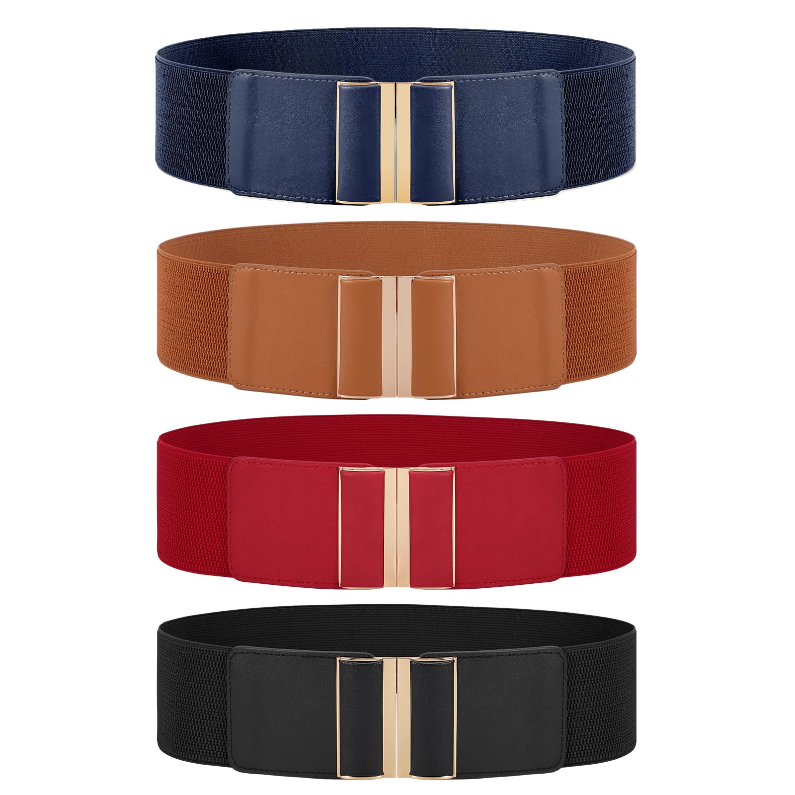 JASGOOD 4 Pack Wide Elastic Stretch Waist Belts for Women Dress Belt - JASGOOD OFFICIAL