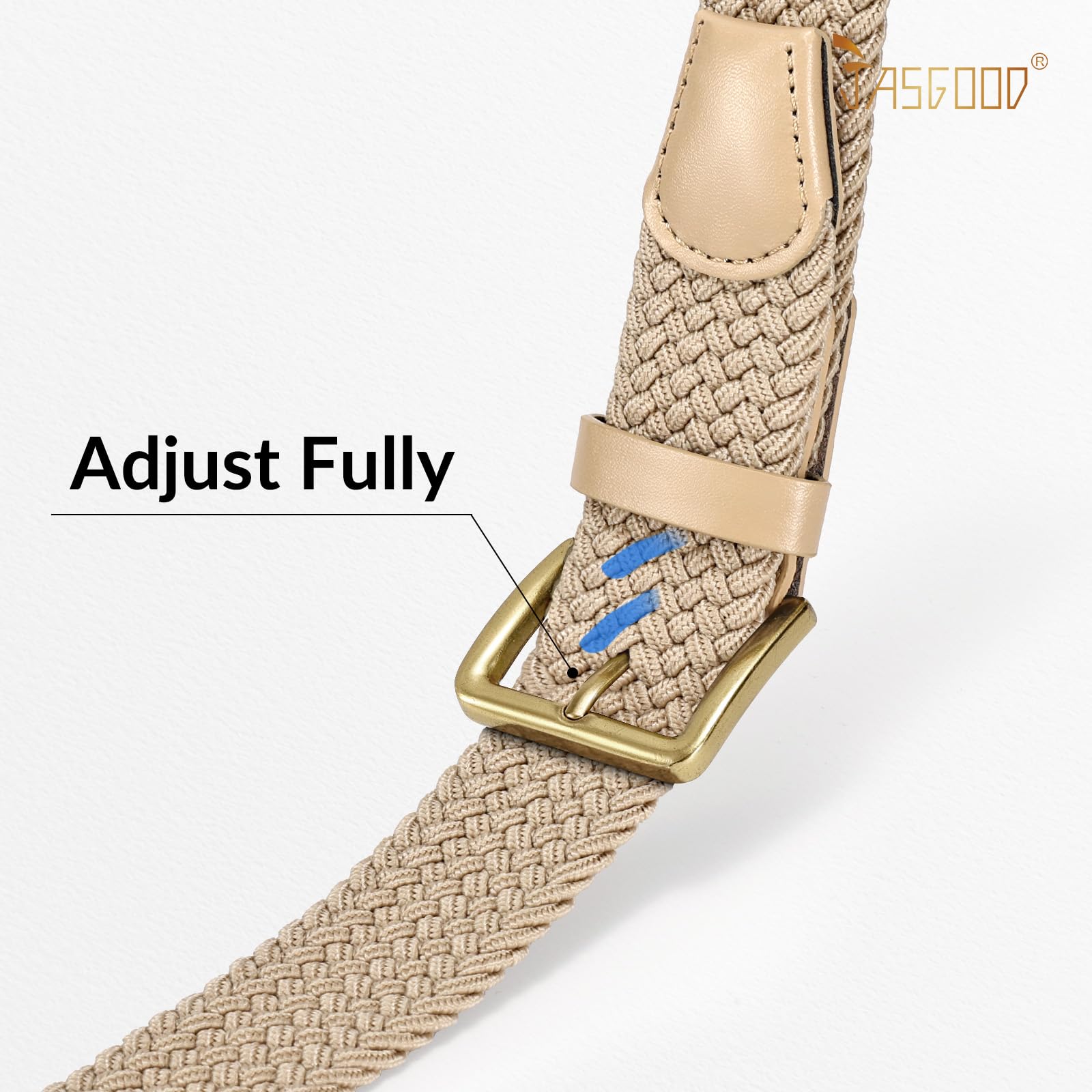 JASGOOD Braided Belt Women Stretch Woven Belts for Golf Elastic Casual 1 3/8" Jeans Shorts Pants