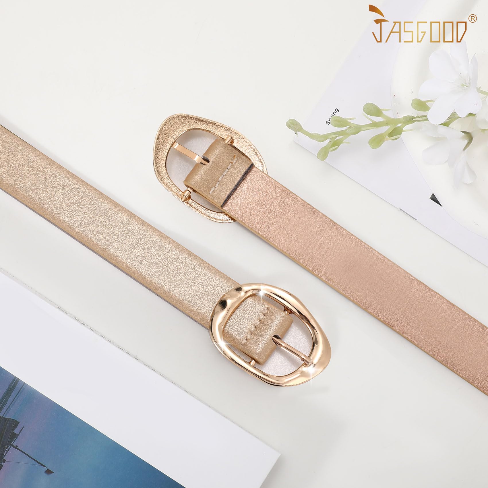 JASGOOD 3 Pack Women Belts for Jeans Pants Ladies Leather Waist Belt Casual Fashion Trend Belt for Women with Gold Buckle - JASGOOD OFFICIAL