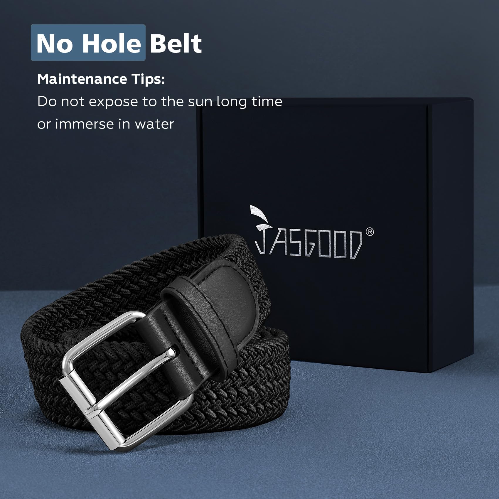 JASGOOD Braided Stretch Belt for Men Golf Casual Fabric Elastic Woven Belt 1 3/8" Adjustable Work