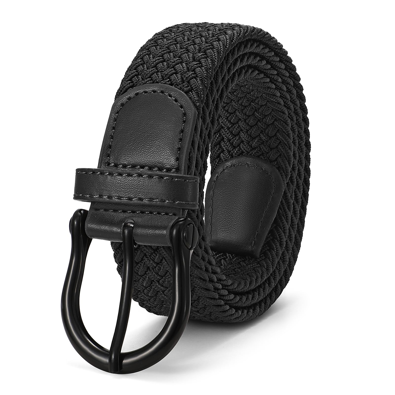 JASGOOD Women Elastic Braided Woven Belt Stretch Canvas Casual Belt 1.4'' for Golf Jeans Pants