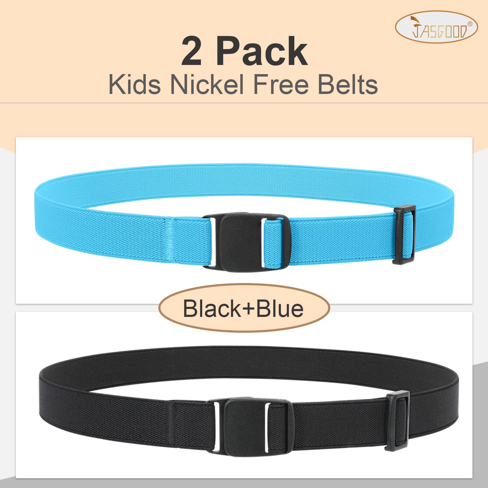 JASGOOD Kids Nickel Free Belts,Adjustable Elastic Belts for Pants Children,Stretch Belts for Boys Girls and Toddlers