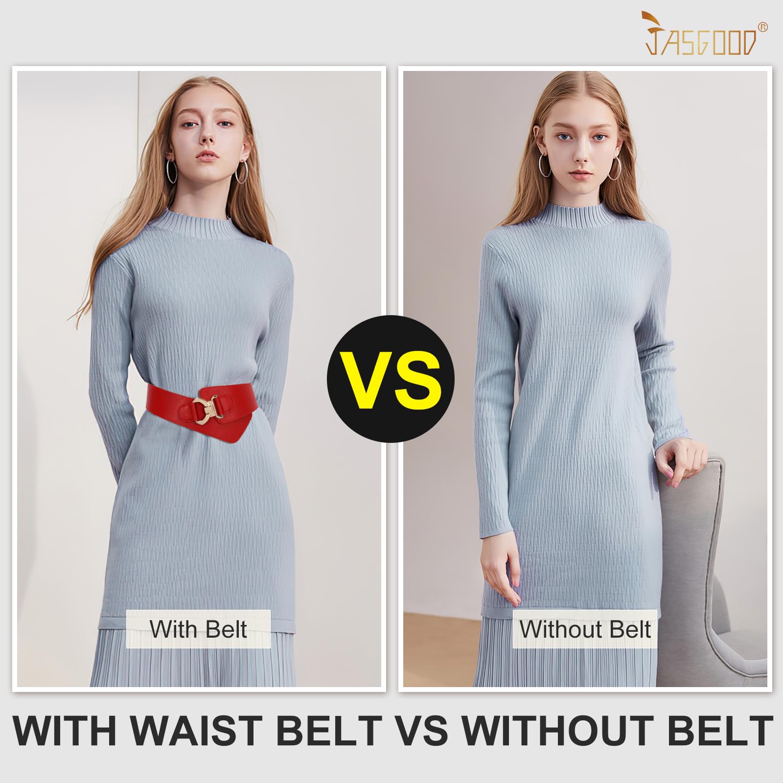 JASGOOD Wide Elastic Stretch Waist Belt Women's Adjustable Fashion Dress Belt - JASGOOD OFFICIAL