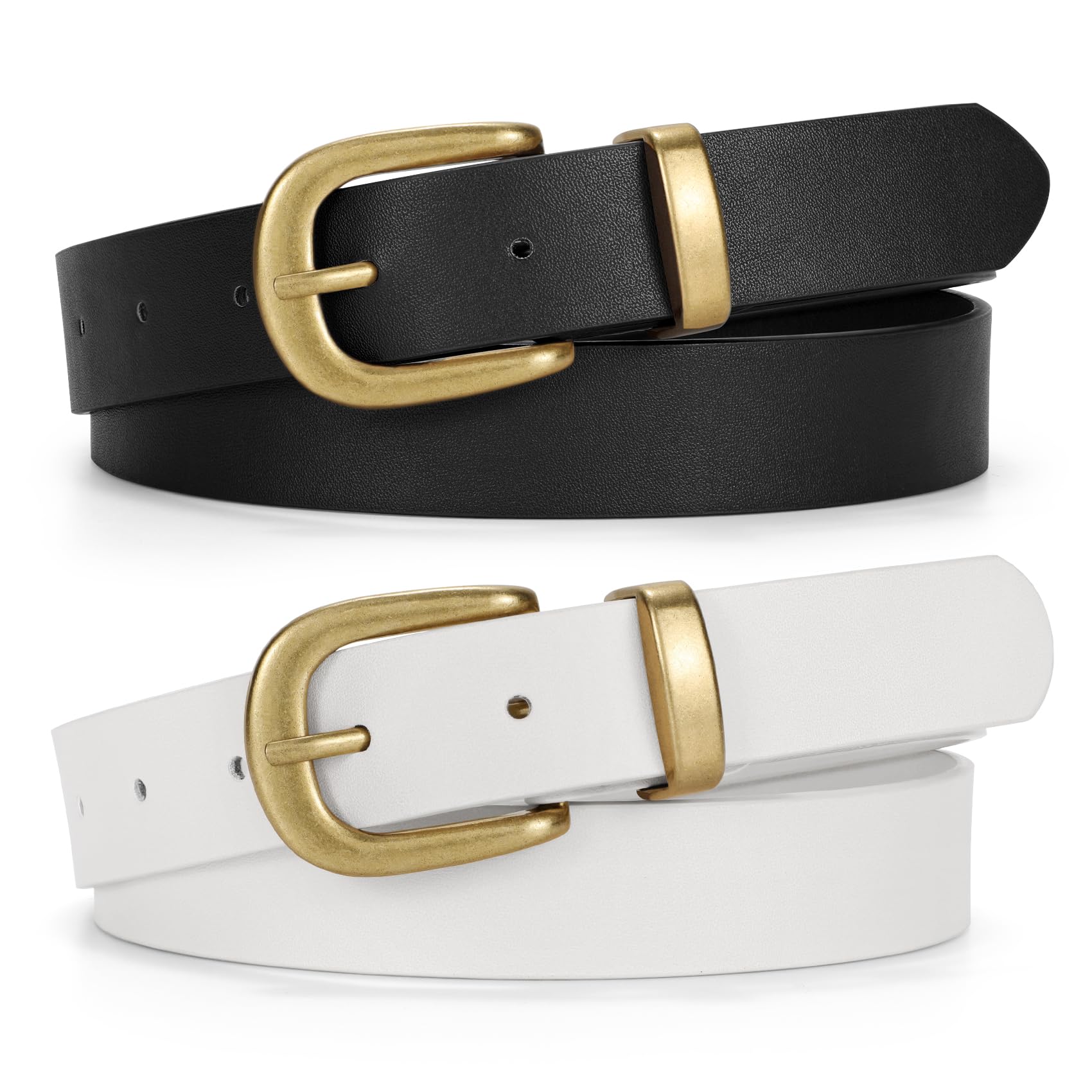 JASGOOD Womens Leather Belts for Jeans Pants 1.1" Width Vintage Ladies Belts for Dresses