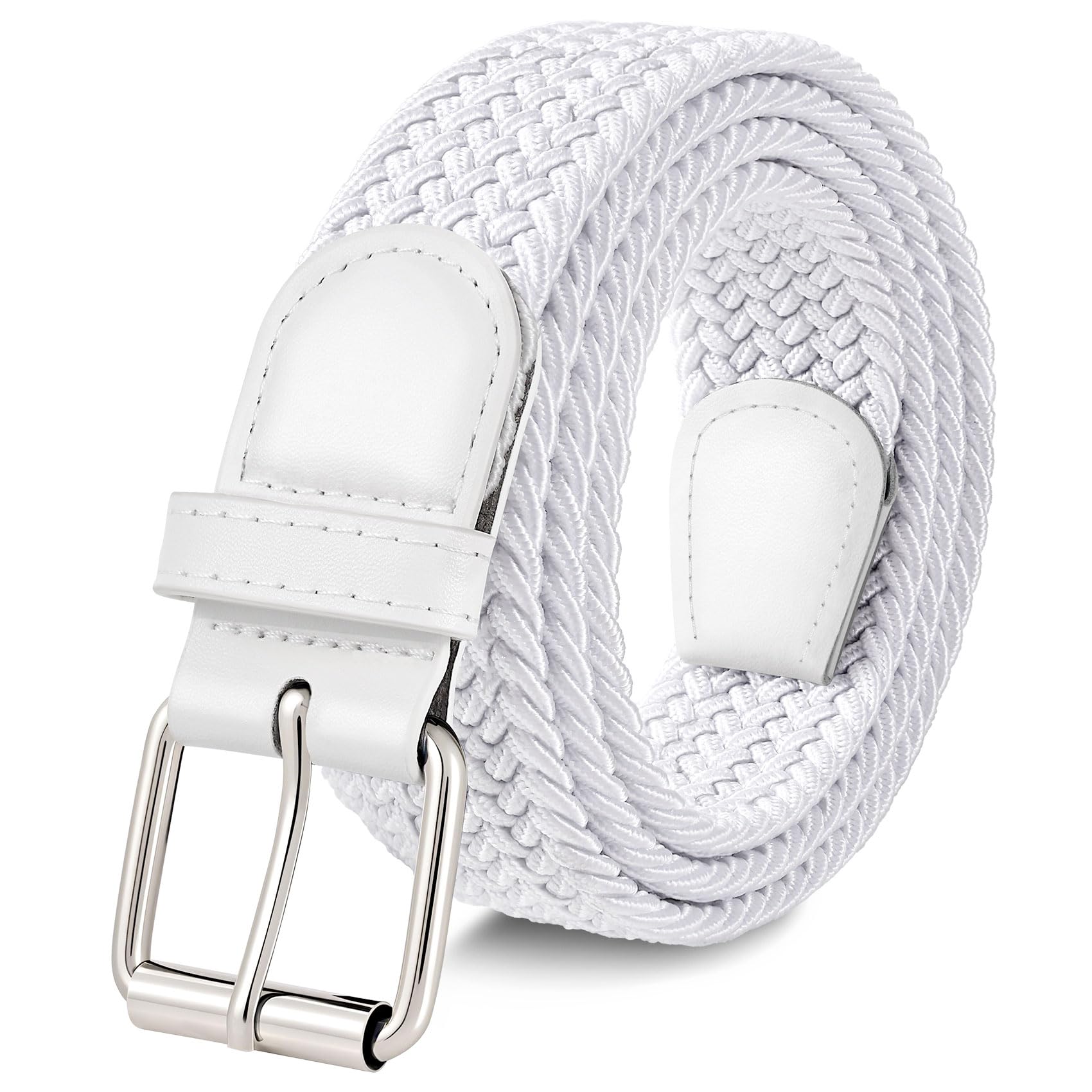 JASGOOD Braided Stretch Belt for Men Golf Casual Fabric Elastic Woven Belt 1 3/8" Adjustable Work