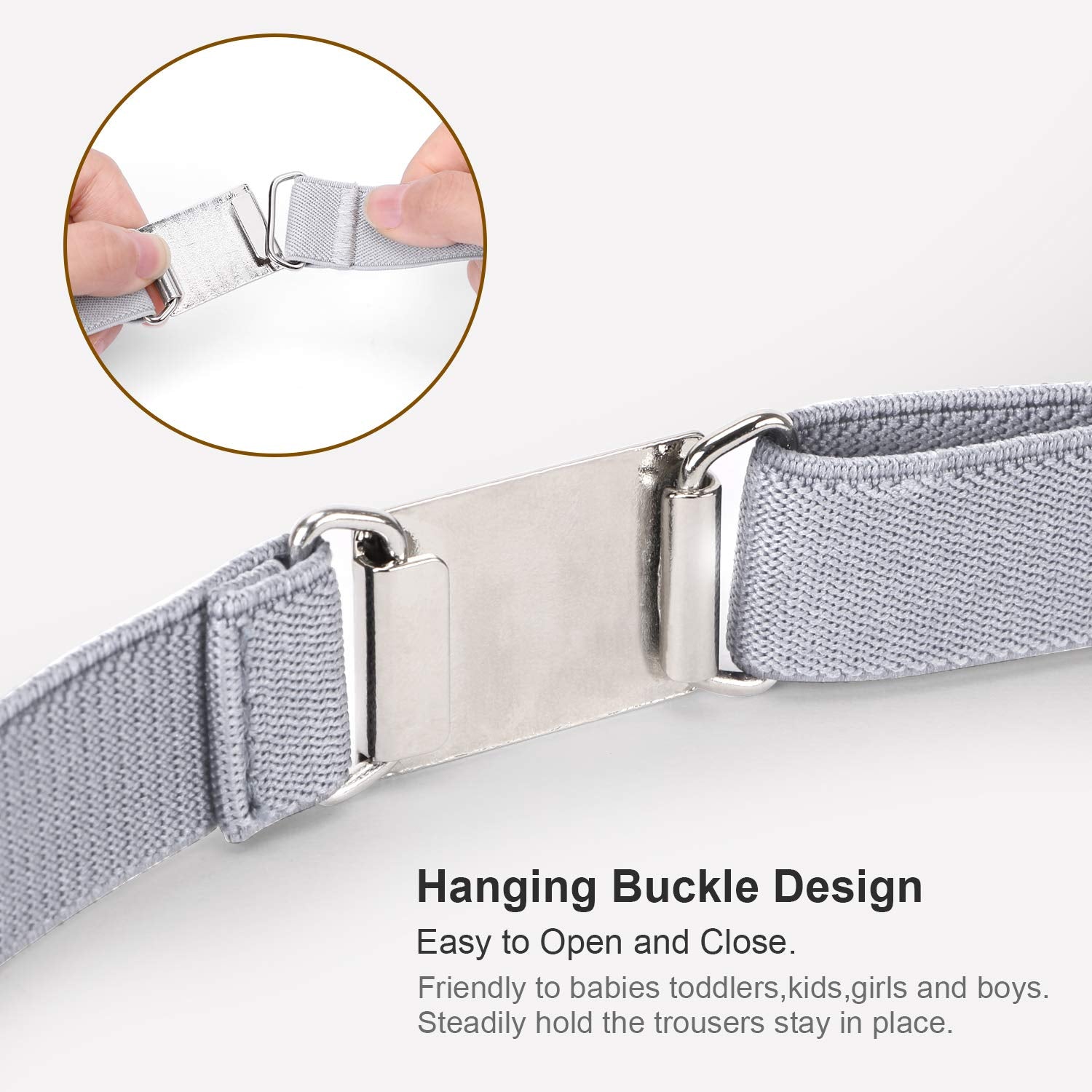 JASGOOD Kids Toddler Belt Elastic Stretch Adjustable Belt for Boys and Girls with Silver Square Buckle 2 Pack