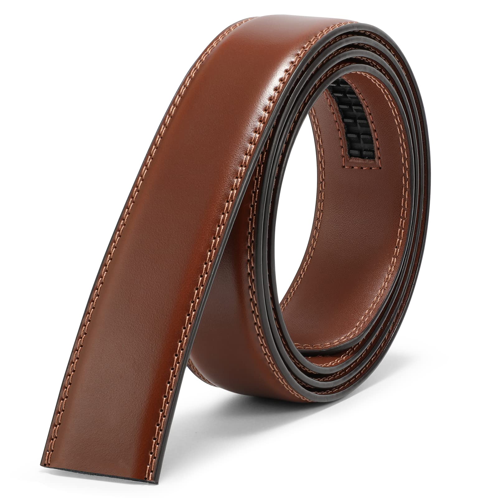 JASGOOD Ratchet Belt Replacement Strap 1 1/8", Leather Belt Strap for 35MM Slide Click Buckle - JASGOOD OFFICIAL