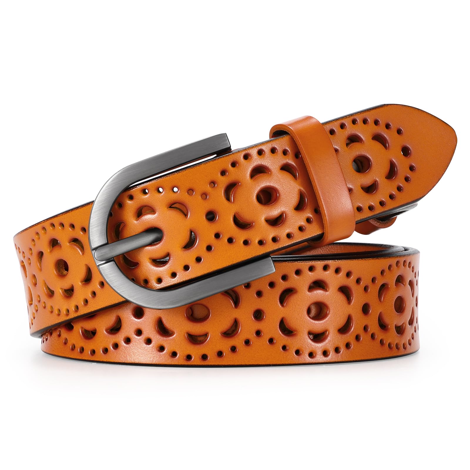 JASGOOD Hollow Genuine Leather Belt for Women Ladies Belt for Jeans Pants Casual Waist Belt - JASGOOD OFFICIAL