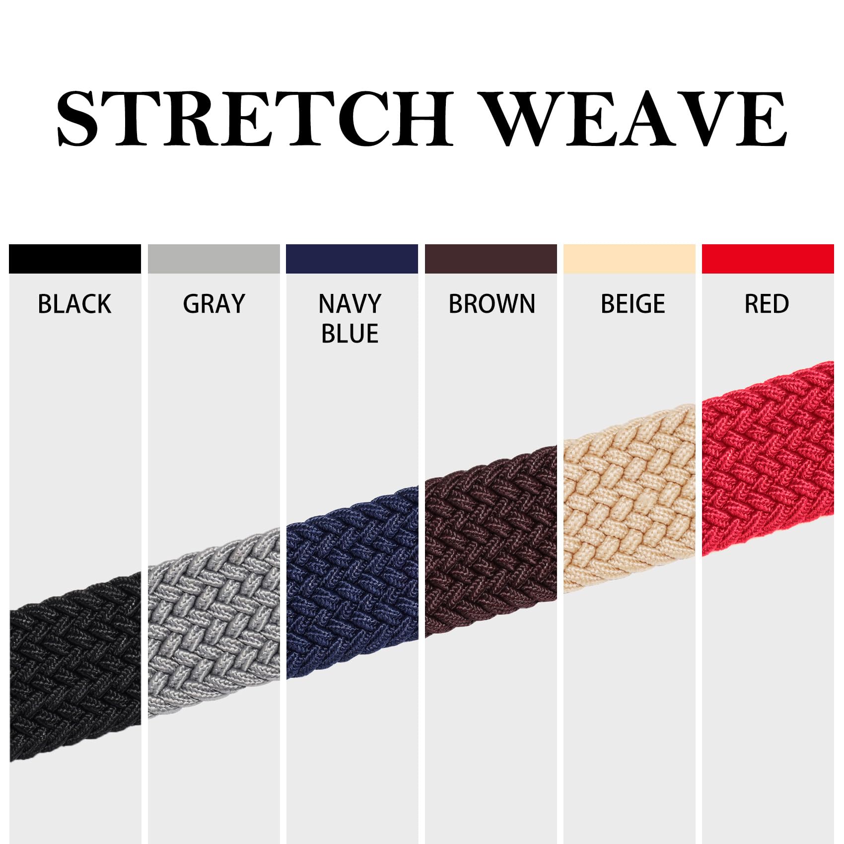JASGOOD Women Braided Woven Elastic Stretch Belt Leather Covered Buckle Canvas Plus Size Belt for Jeans Pants