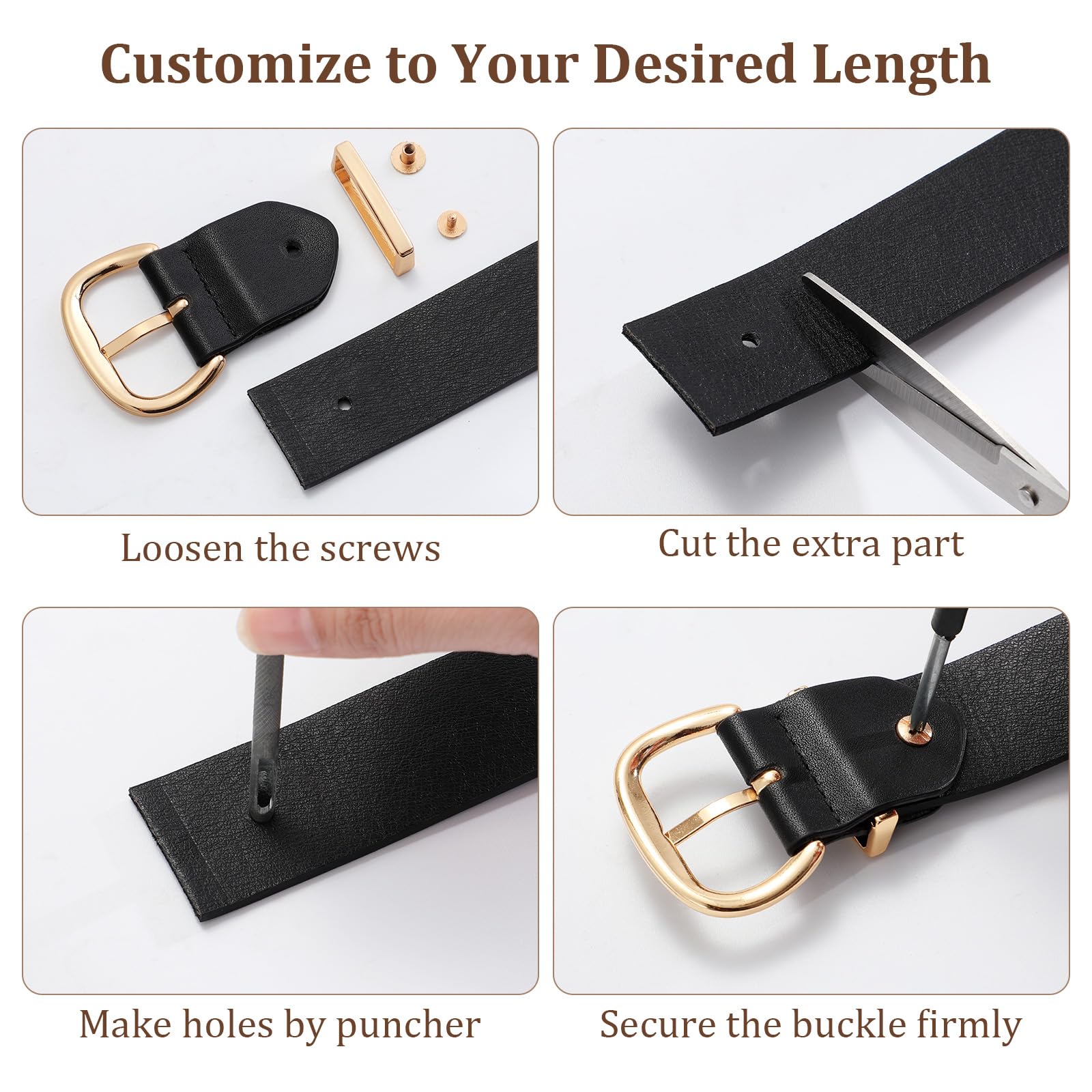 JASGOOD 3 Pack Belts for Women Leather Waist Belts for Jeans Dresses Pants Ladies Fashion Belt with Gold Buckle