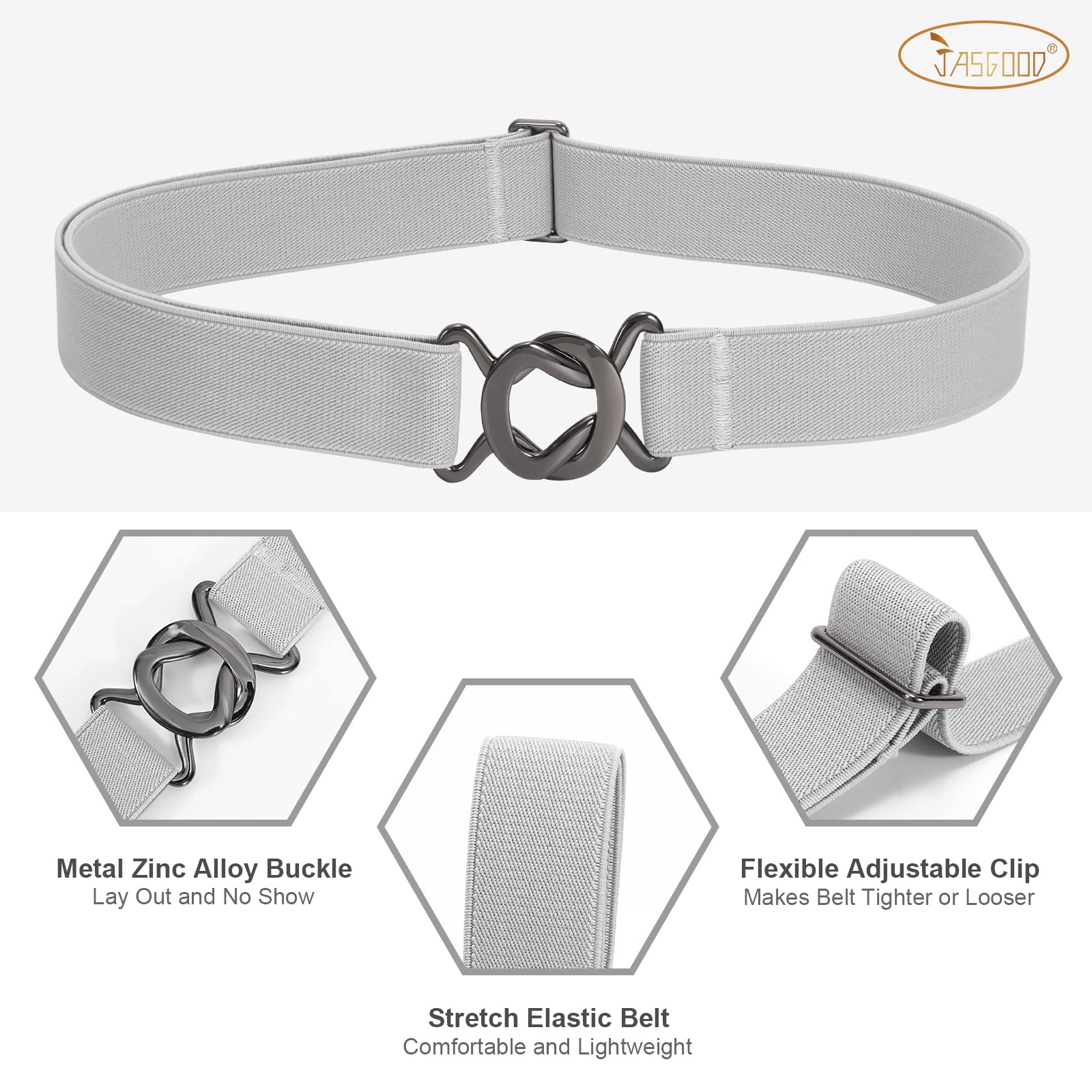 JASGOOD Women No Show Stretch Belt Adjustable Elastic Web Belt with Flat Buckle for Jeans Pants Casual Belts - JASGOOD OFFICIAL