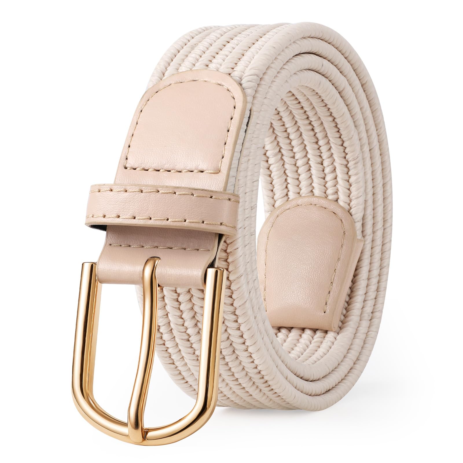JASGOOD Elastic Braided Stretch Belt Women Golf Casual Fabric Woven Belt 1 3/8" Adjustable Work