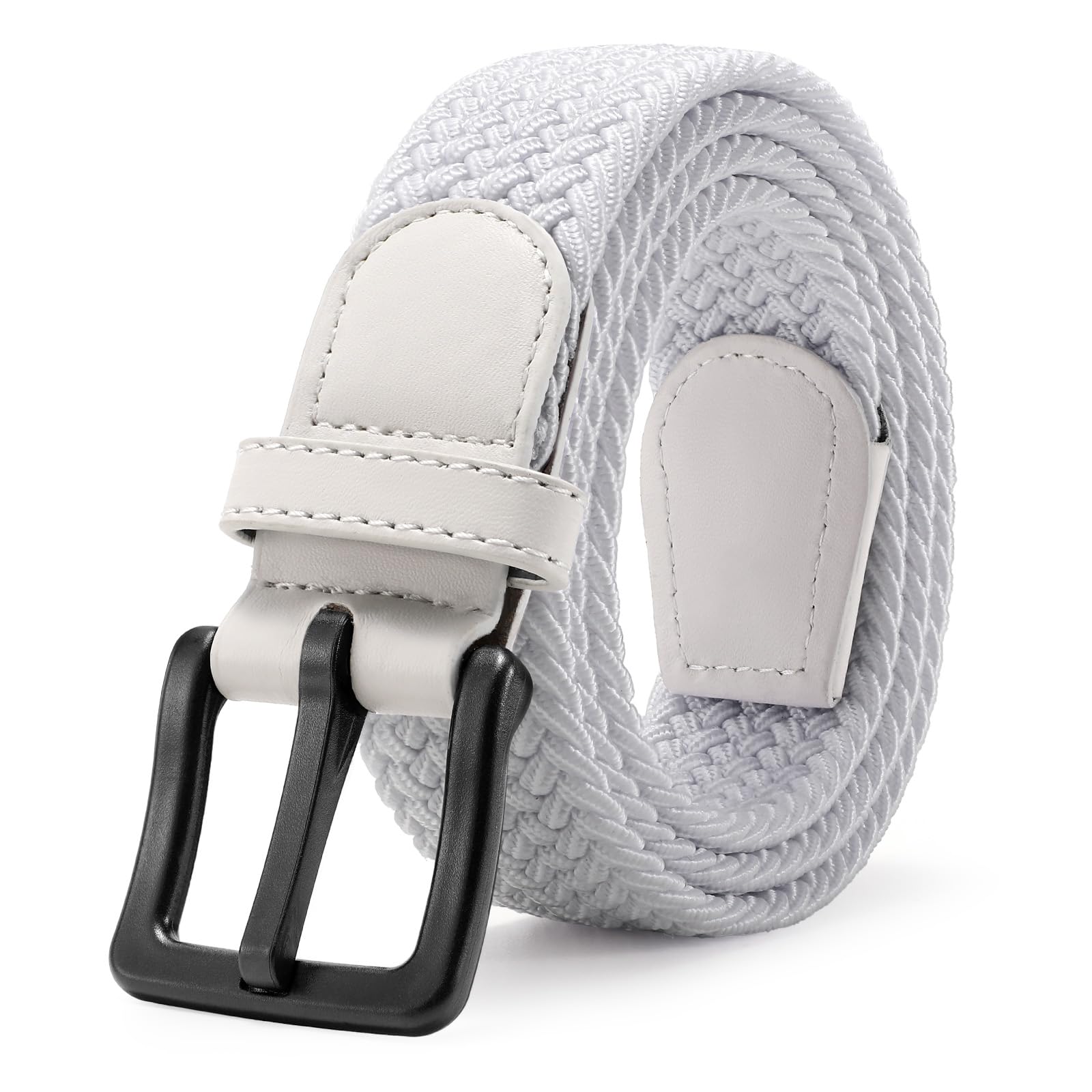 JASGOOD Elastic Braided Belt Men Stretch Golf Woven Casual Jeans Pants Canvas Fabric Tsa Approved Metal Free Belt