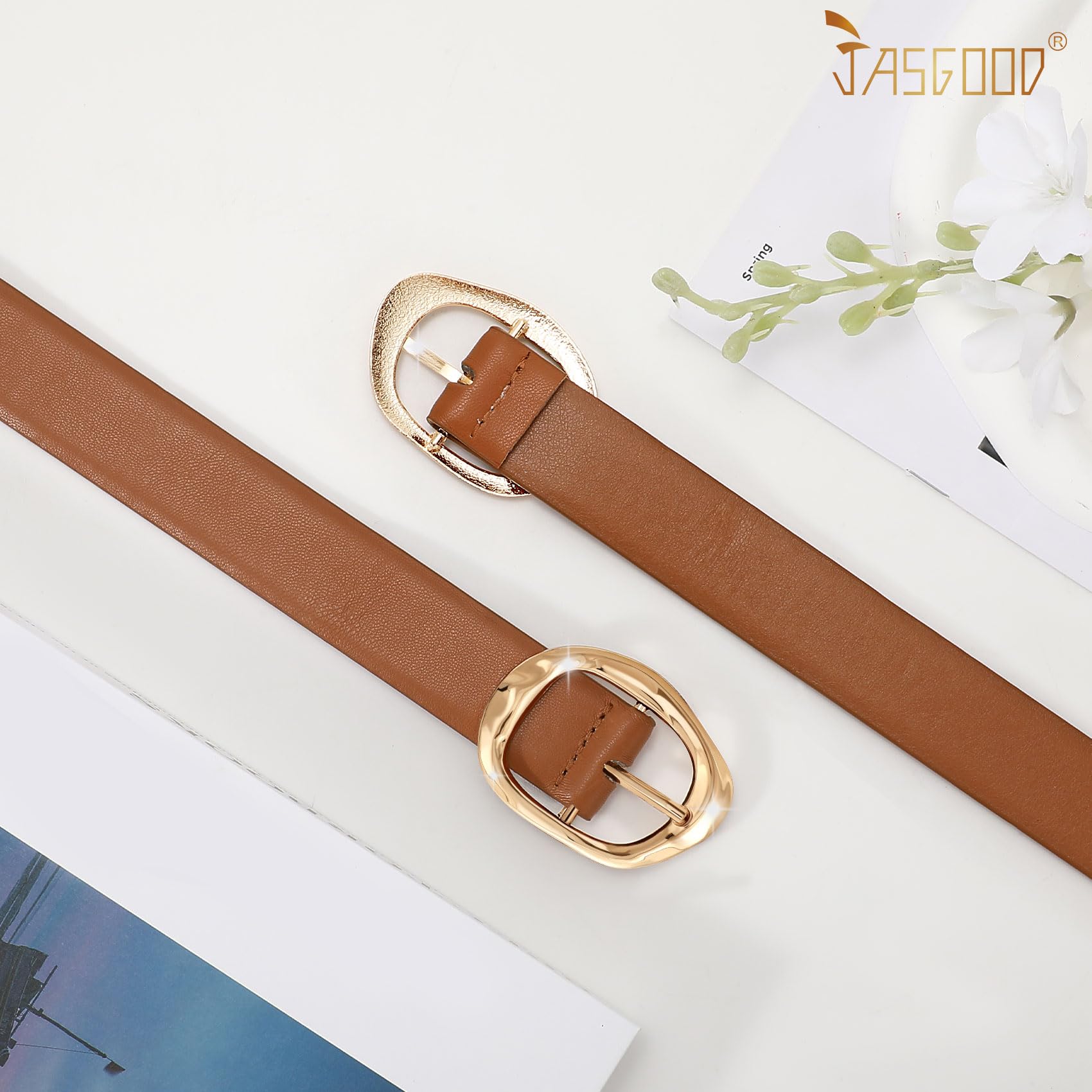 JASGOOD 3 Pack Women Belts for Jeans Pants Ladies Leather Waist Belt Casual Fashion Trend Belt for Women with Gold Buckle - JASGOOD OFFICIAL