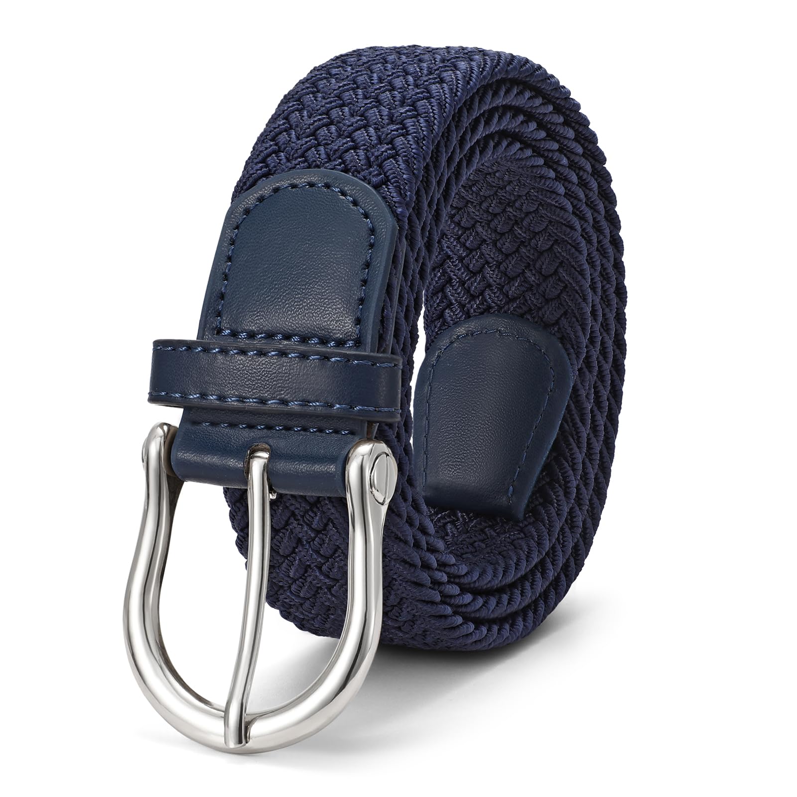 JASGOOD Women Elastic Braided Woven Belt Stretch Canvas Casual Belt 1.4'' for Golf Jeans Pants