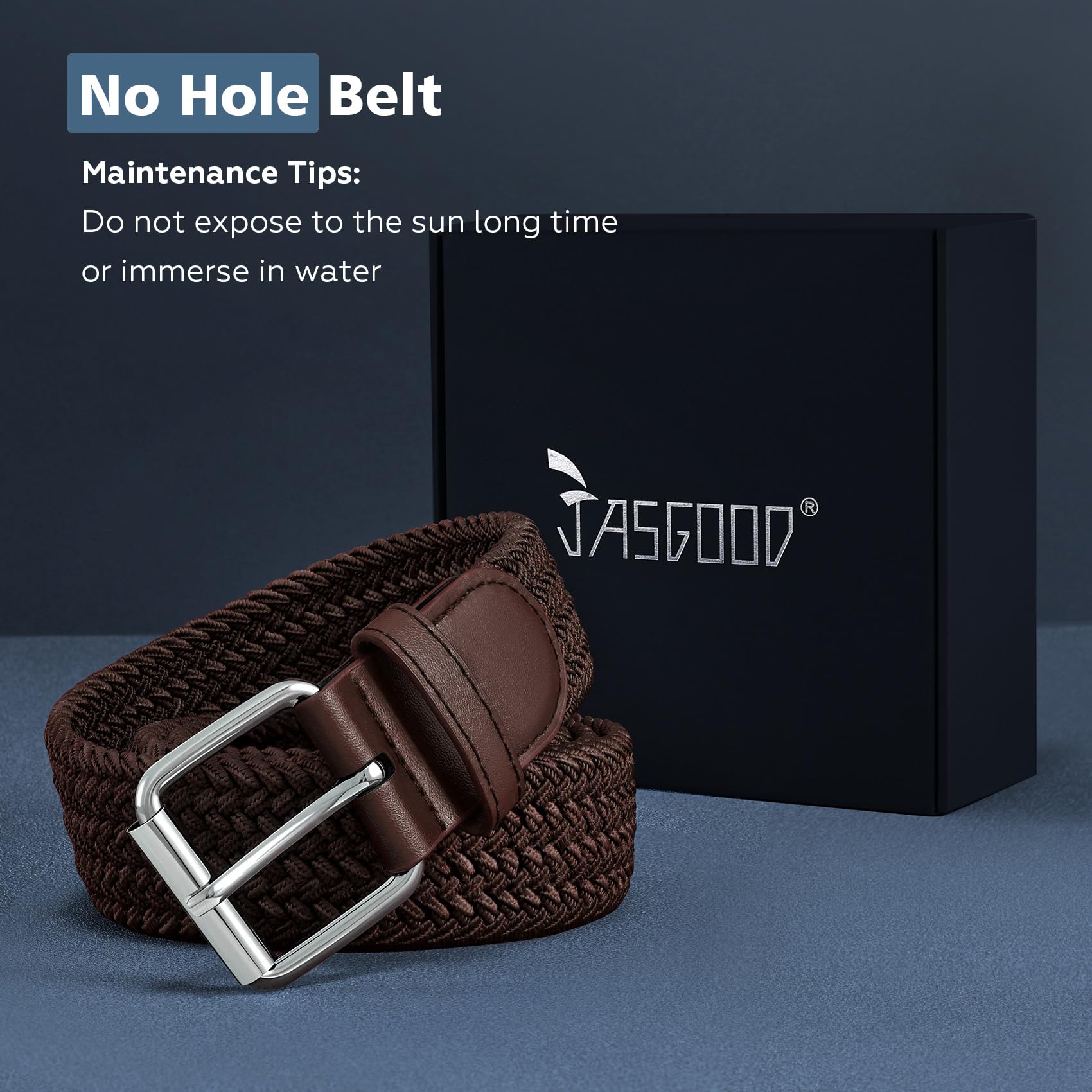 JASGOOD Braided Stretch Belt for Men Golf Casual Fabric Elastic Woven Belt 1 3/8" Adjustable Work