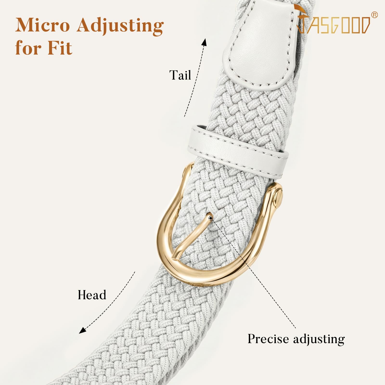 JASGOOD Women Elastic Braided Woven Belt Stretch Canvas Casual Belt 1.4'' for Golf Jeans Pants