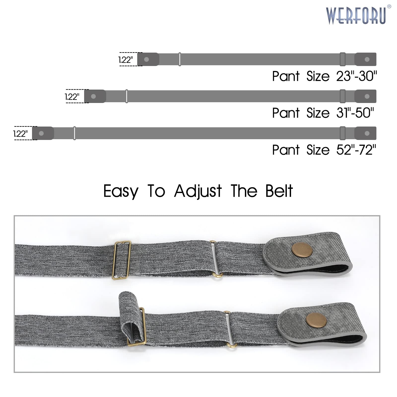 WERFORU No Buckle Stretch Belt for Women and Men Elastic Waist Belt up to 72 Inches for Jeans Pants - JASGOOD OFFICIAL
