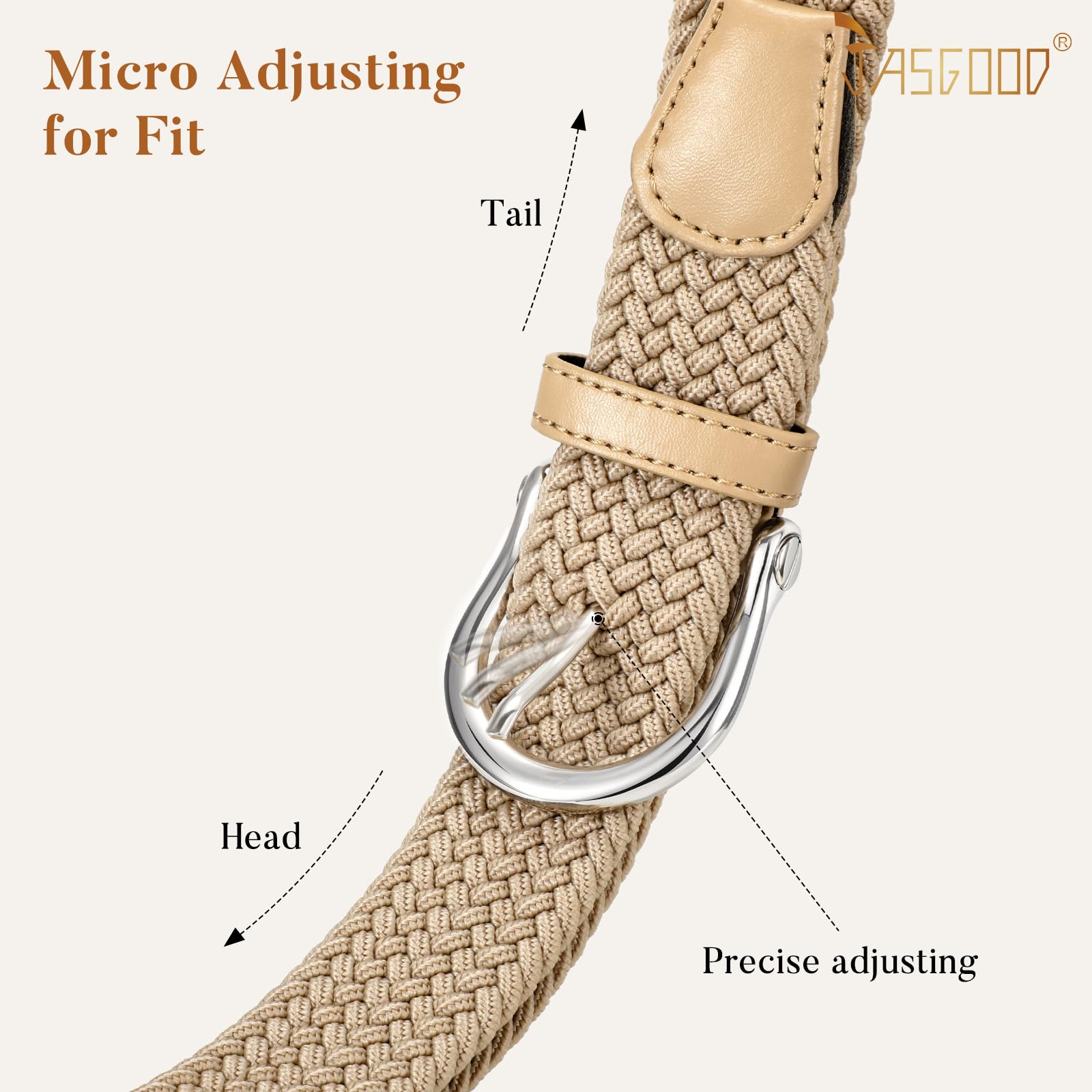 JASGOOD Women Elastic Braided Woven Belt Stretch Canvas Casual Belt 1.4'' for Golf Jeans Pants