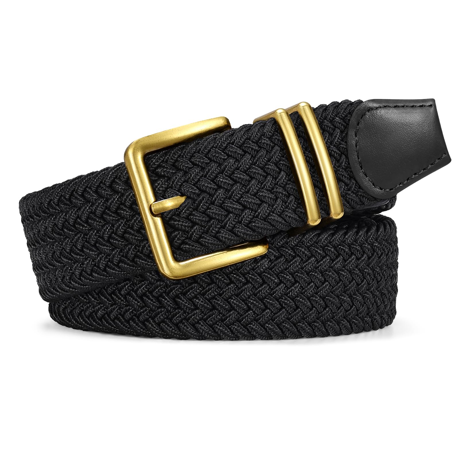 JASGOOD Braided Belt Women Stretch Woven Belts for Golf Elastic Casual 1 3/8" Jeans Shorts Pants