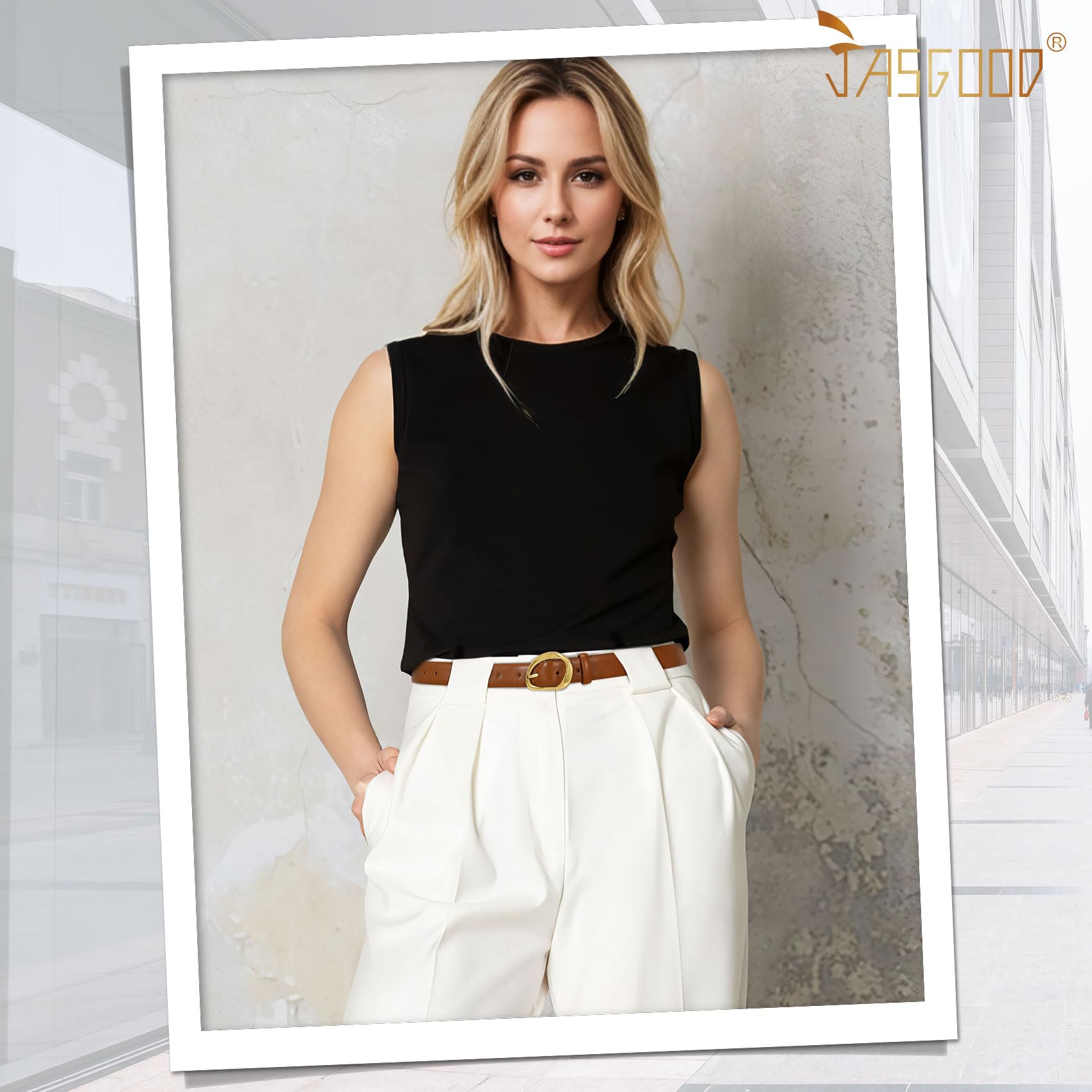 JASGOOD Leather Belts for Women Cute Casual Waist Belt with Gold Buckle Ladies for Jeans Pants Dresses - JASGOOD OFFICIAL