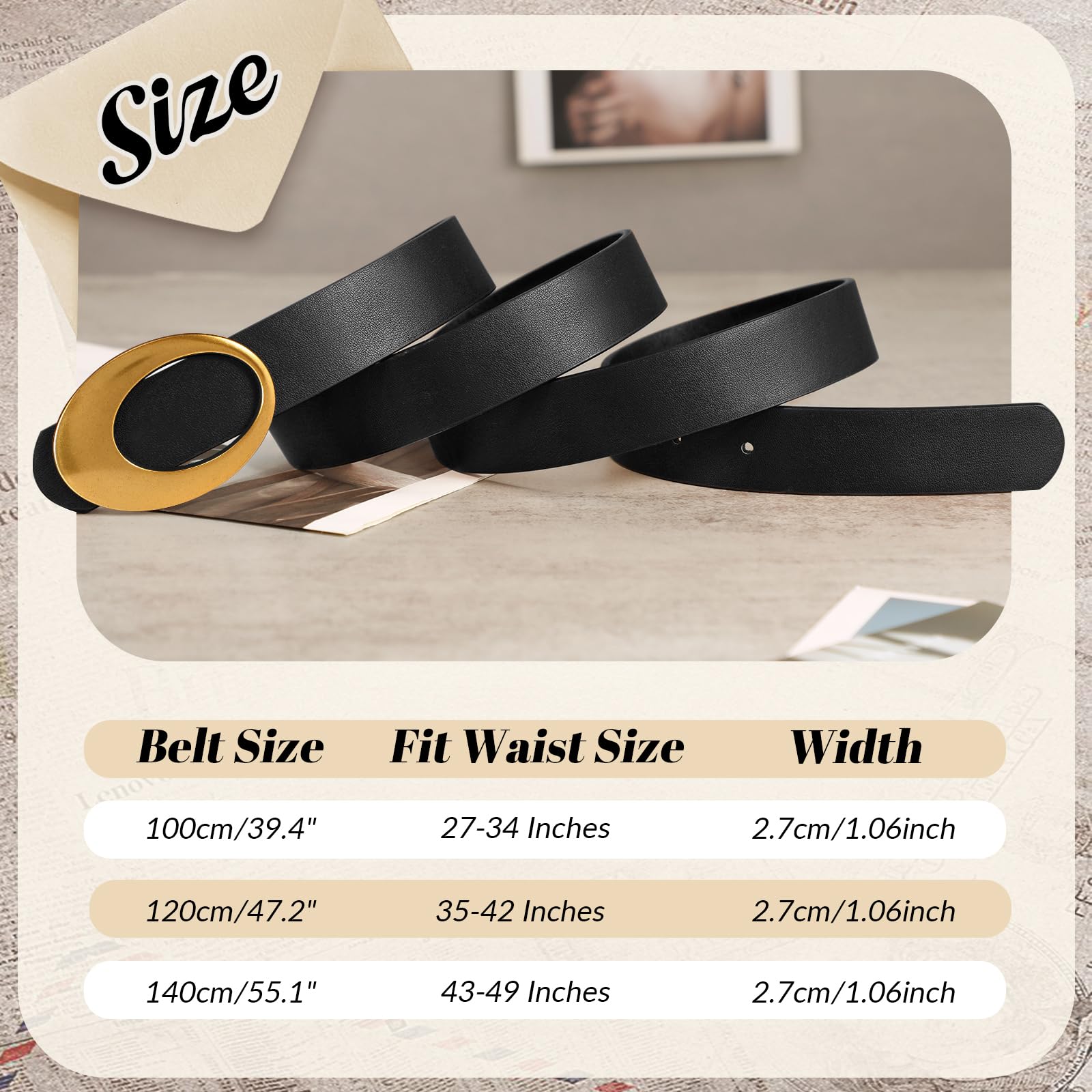 JASGOOD Women Leather Belt with Timeless Oval Silver Buckle Trendy PU Leather Waist Belt for Ladies Jeans Dress Pants